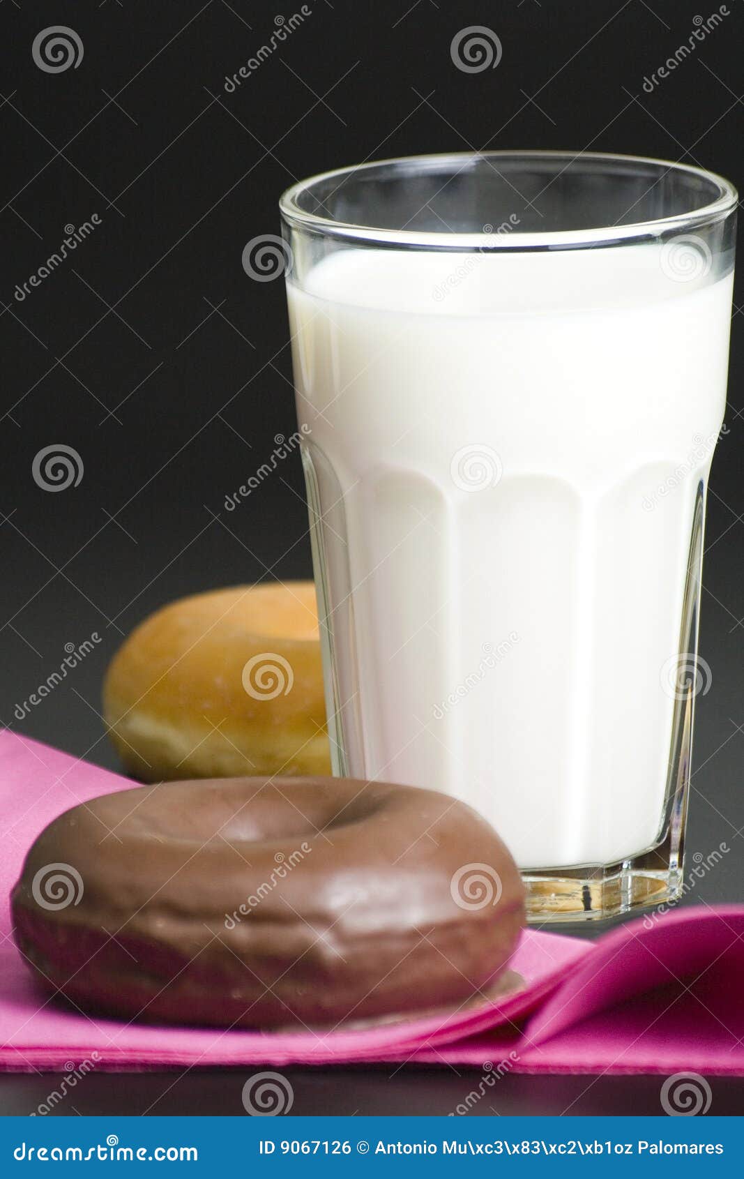 Breakfast Glass of Chocolate Milk and Donut Stock Photo Image of hole
