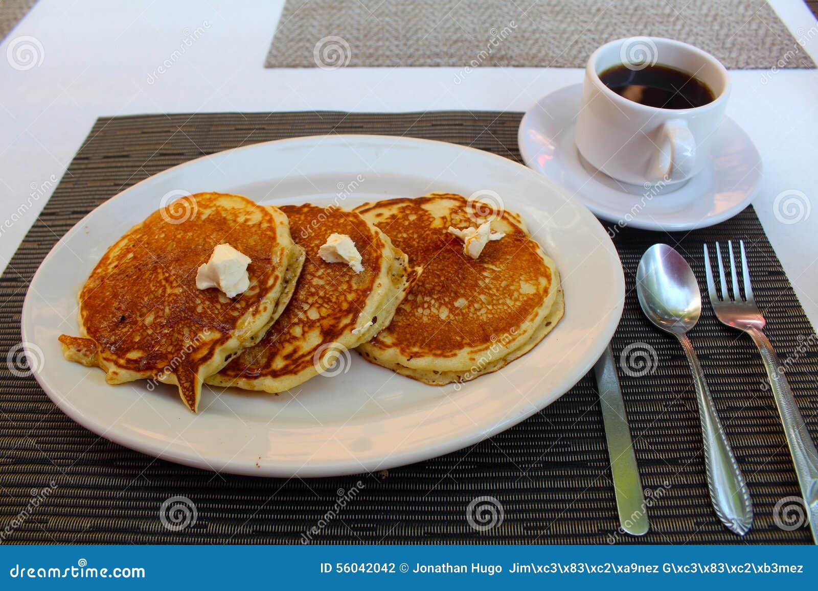 Breakfast Hot Cakes and Coffee Stock Photo Image of knife, breakfast