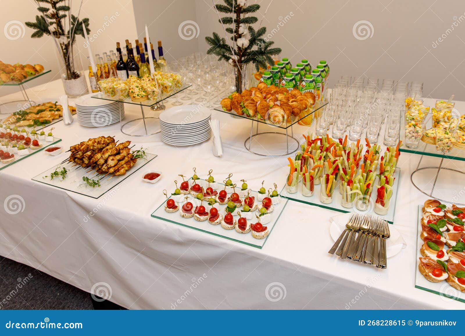 Breakfast in the Hotel. Various Buffet Snacks. Stock Image - Image of