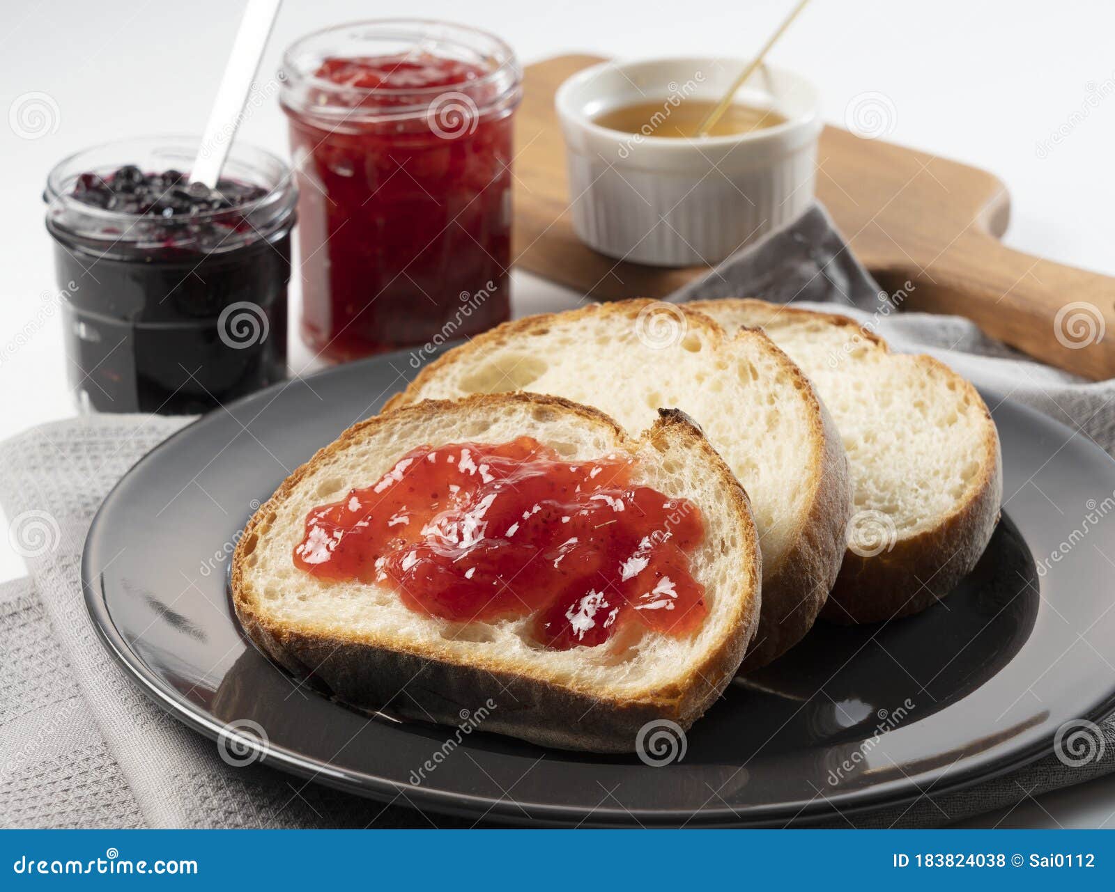 Breakfast Image of a Jamsmeared Loaf of Bread Stock Photo Image of