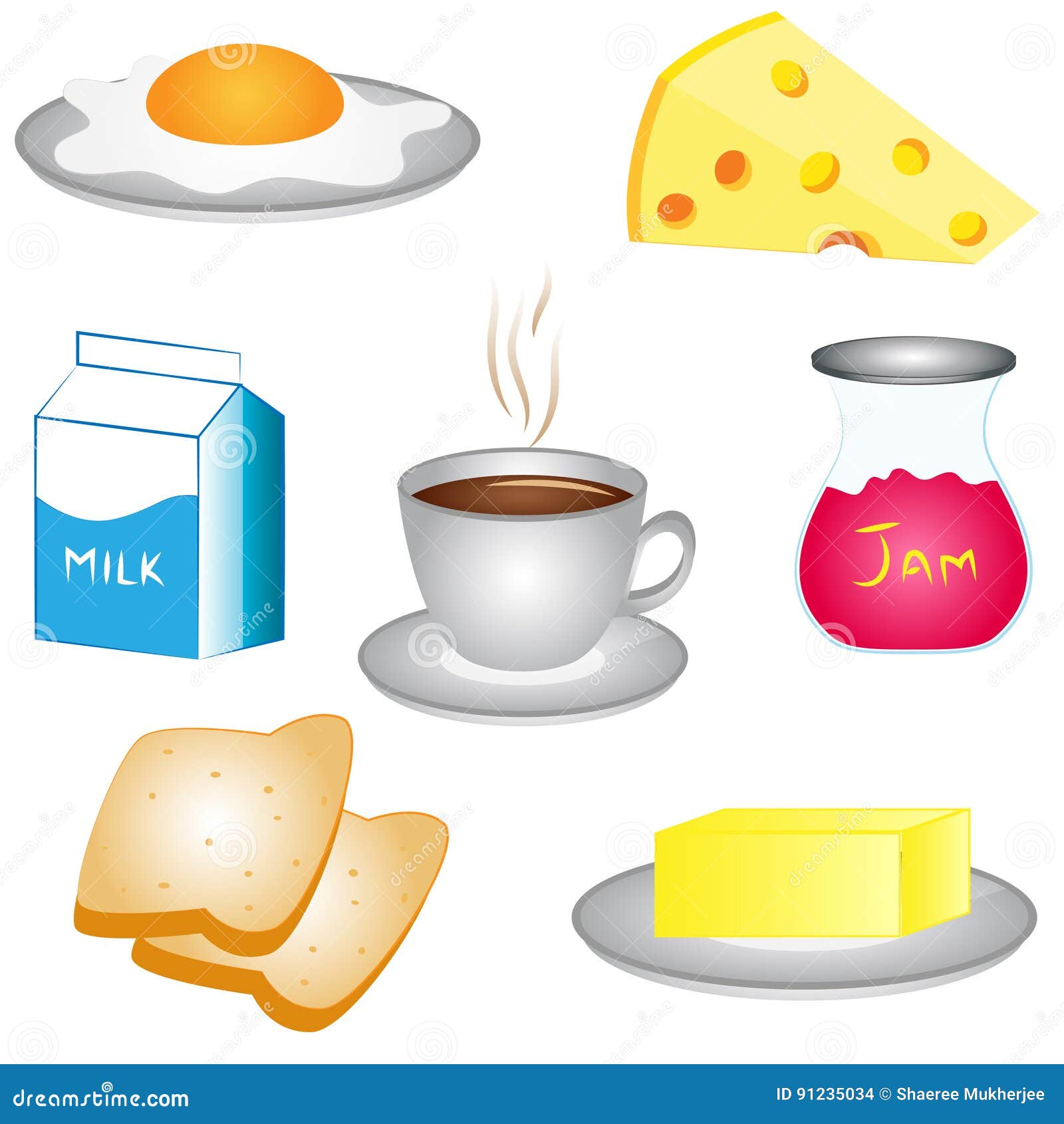 Breakfast Items Icon Set stock vector. Illustration of cheese 91235034