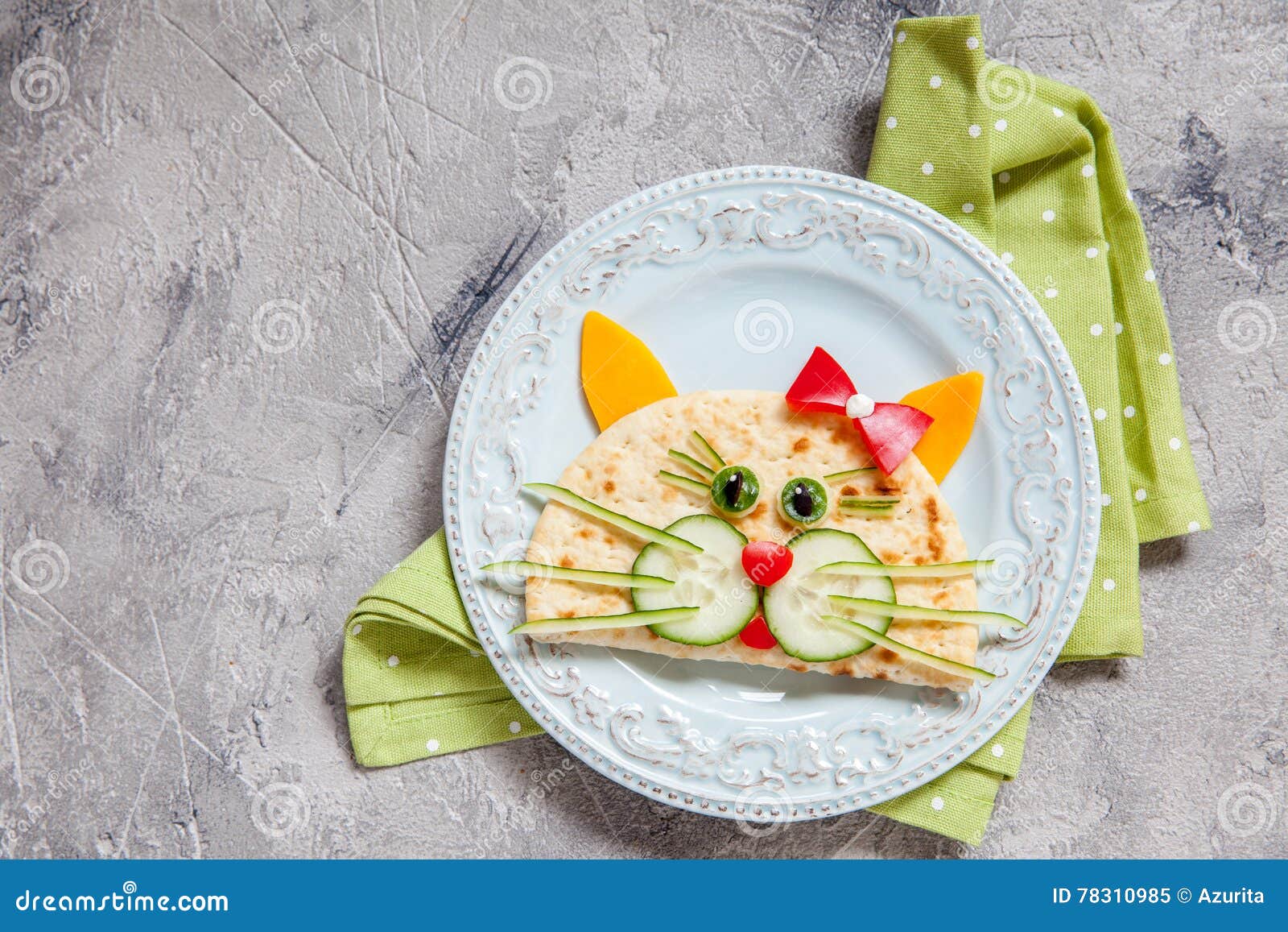 Breakfast for Kids with Cat Quesadilla Stock Image Image of closeup