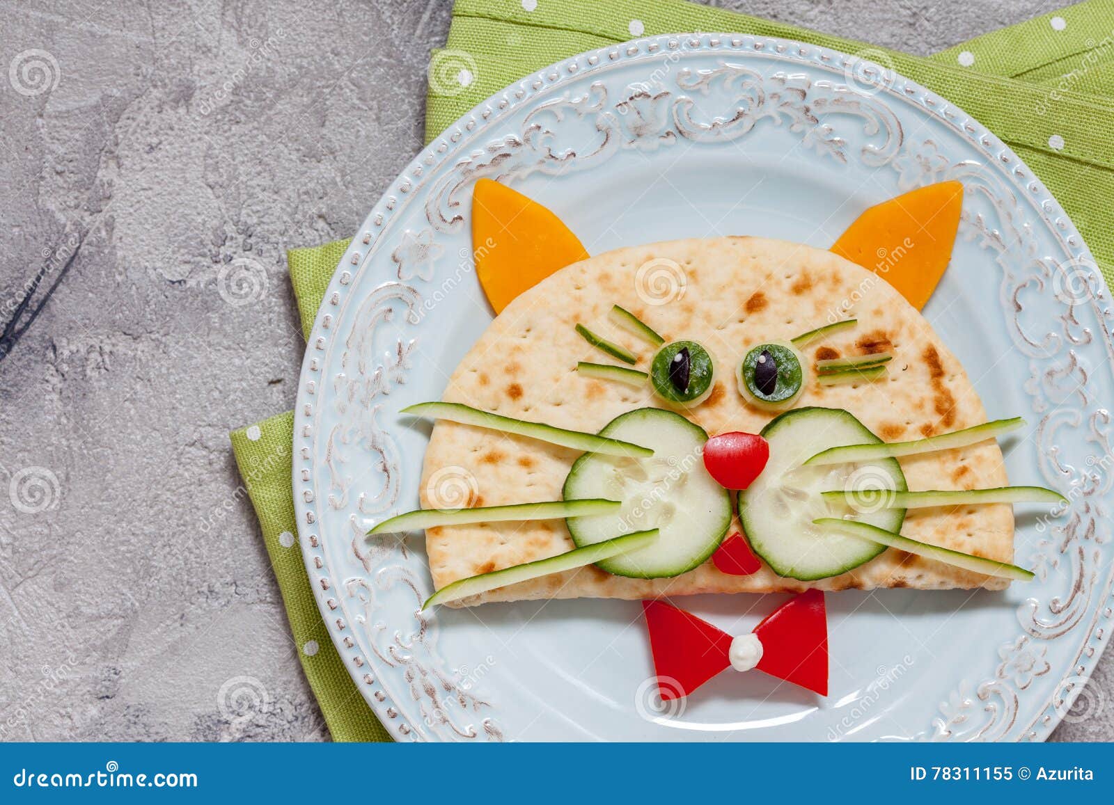 Breakfast for Kids with Cat Quesadilla Stock Image Image of colorful