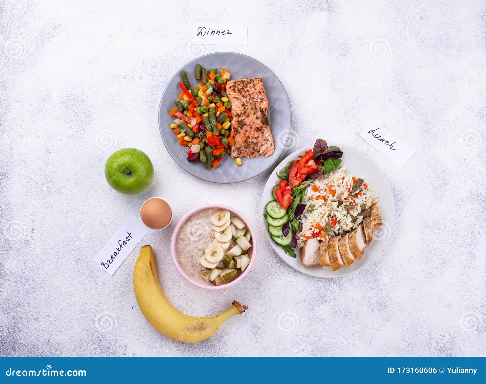Breakfast, Lunch and Dinner. Day Menu Stock Photo - Image of nutrition