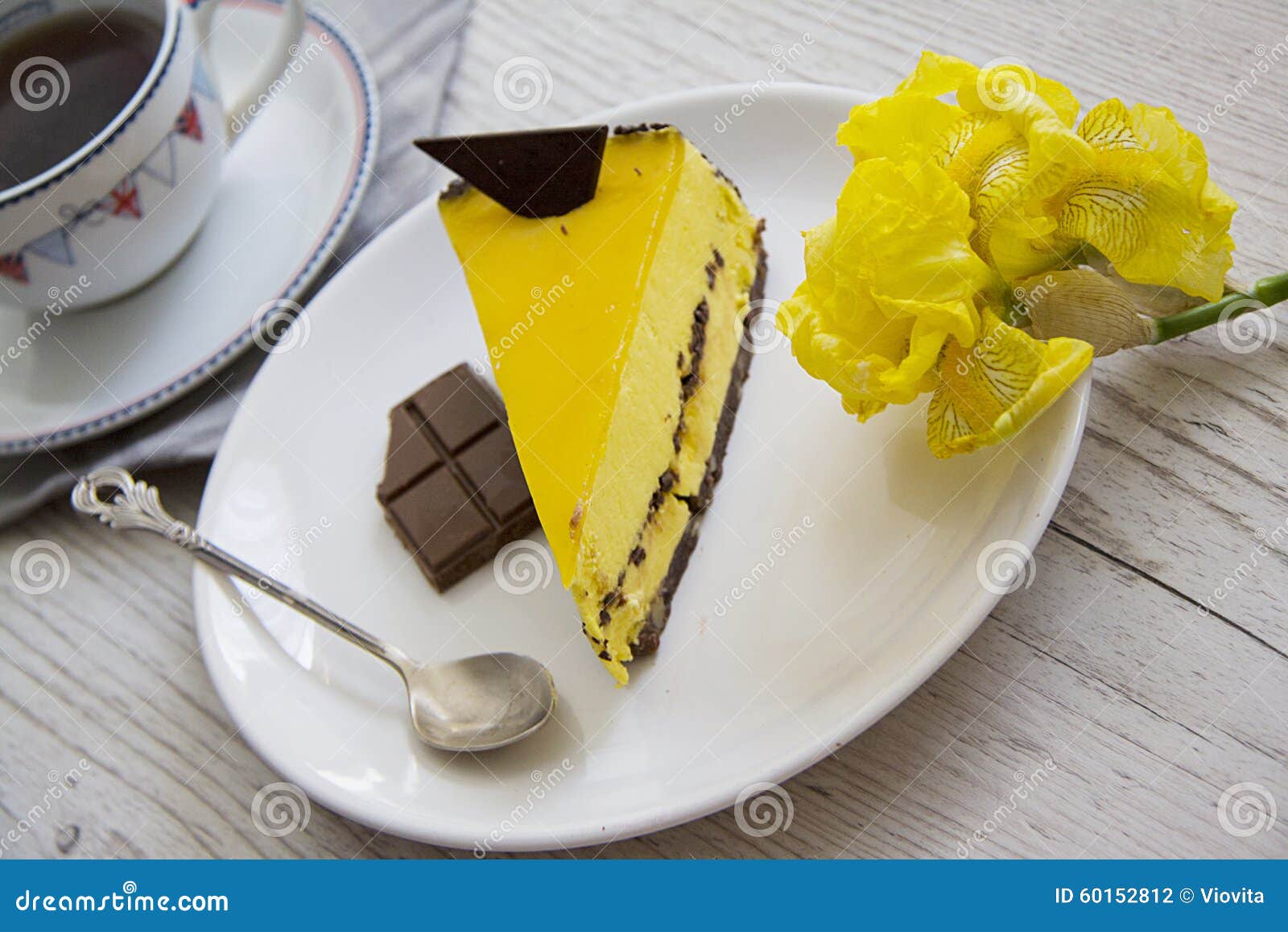 Breakfast with Mango Cheesecake Stock Photo - Image of baked, food ...