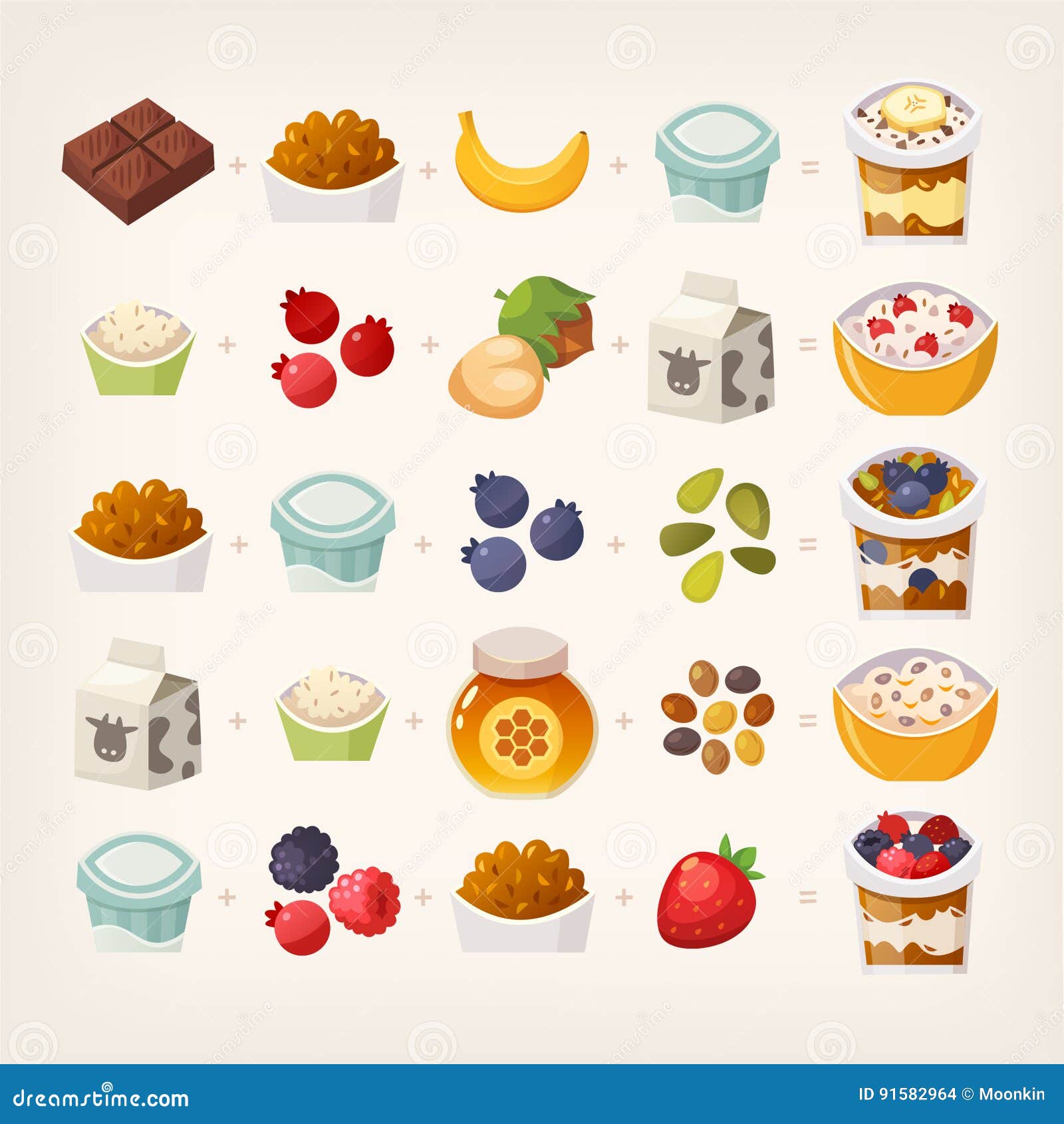 Breakfast mix of food stock vector. Illustration of eating 91582964