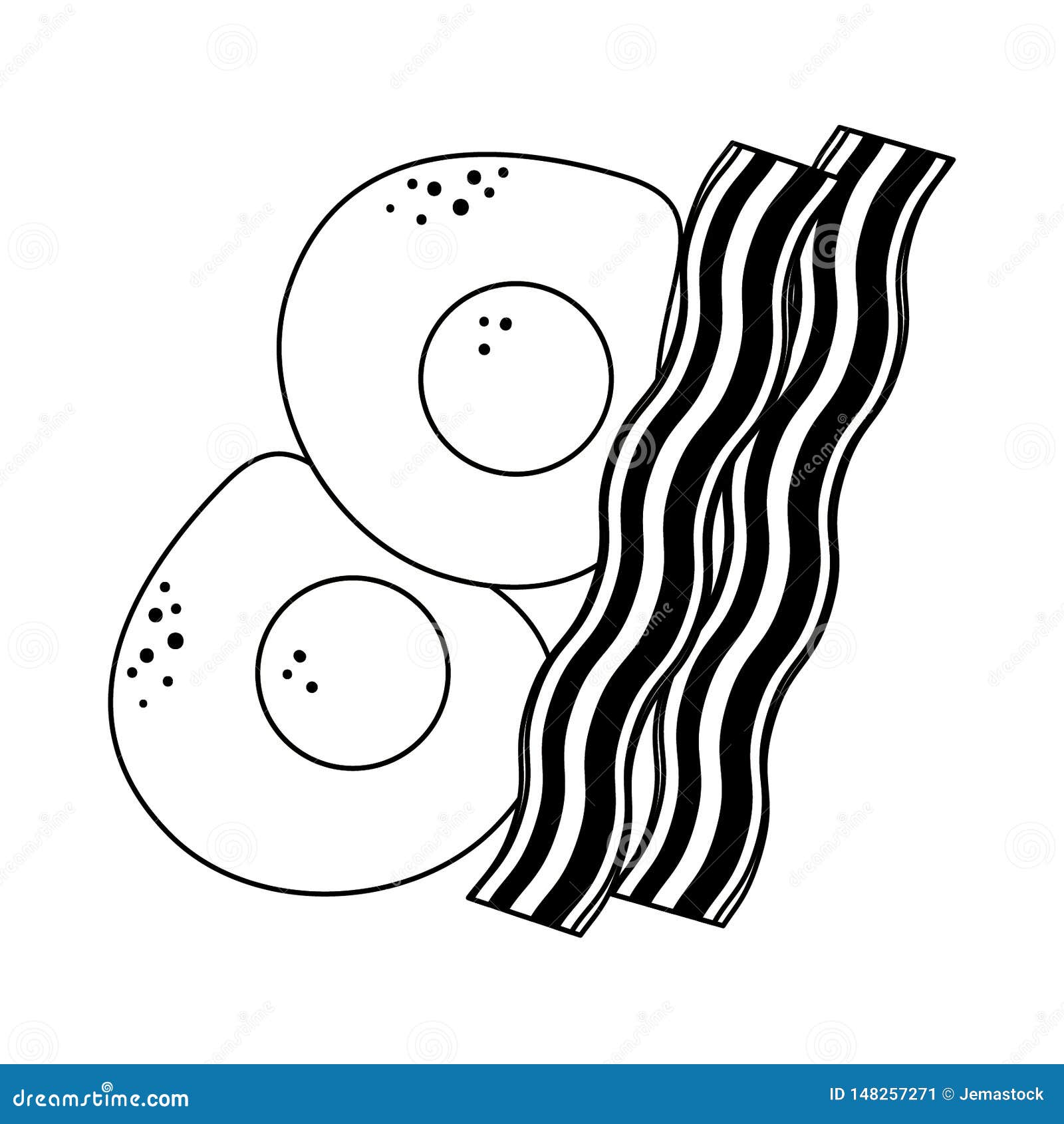 eggs and bacon clipart black and white