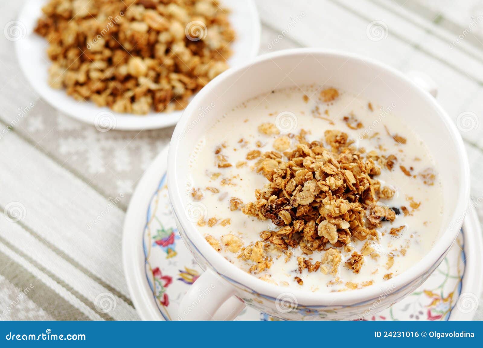 Breakfast Muesli with Milk Stock Photo Image of wheat, dietary