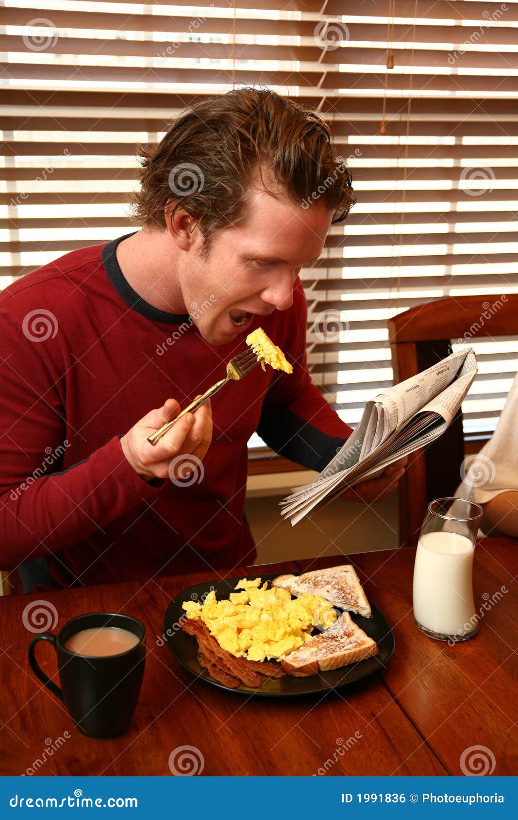 Breakfast and Newspaper stock photo. Image of read, attractive 1991836