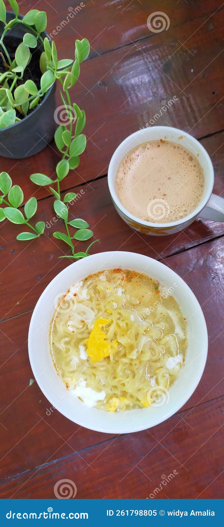 Breakfast noodle coffee stock image. Image of noodle 261798805