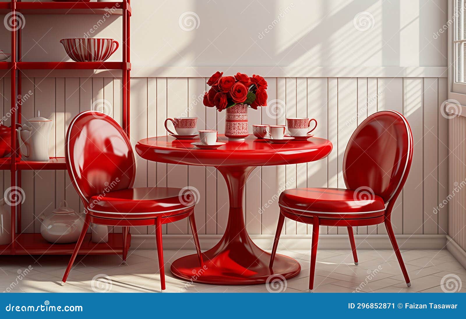 Breakfast Nook White Background Setting Generative Ai Stock