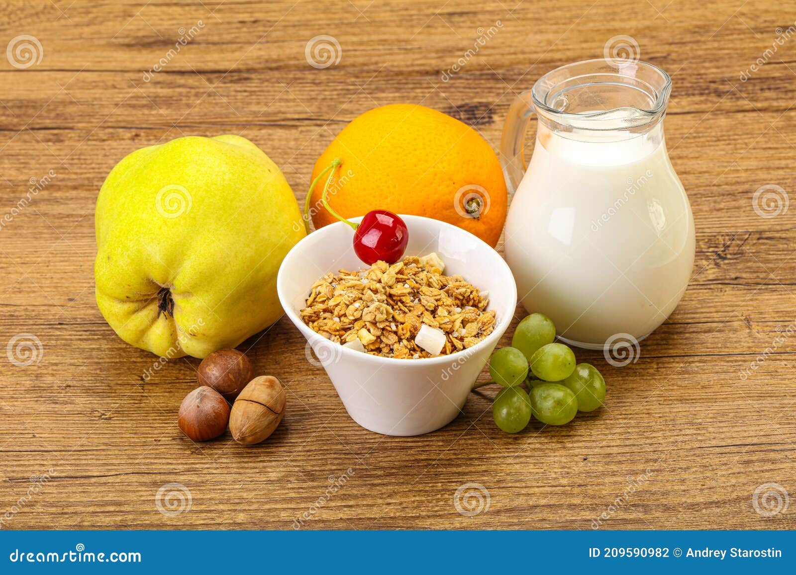 Breakfast with Granola and Milk Stock Photo Image of wheat, meal