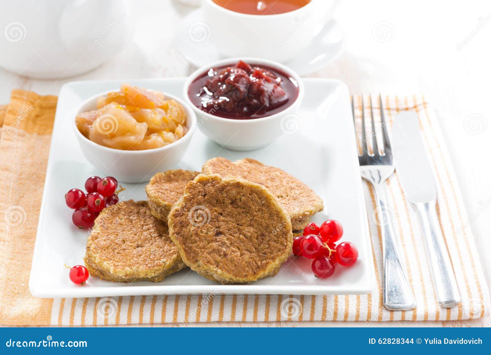 Breakfast with Pancakes and Jams Stock Photo Image of dessert, plate