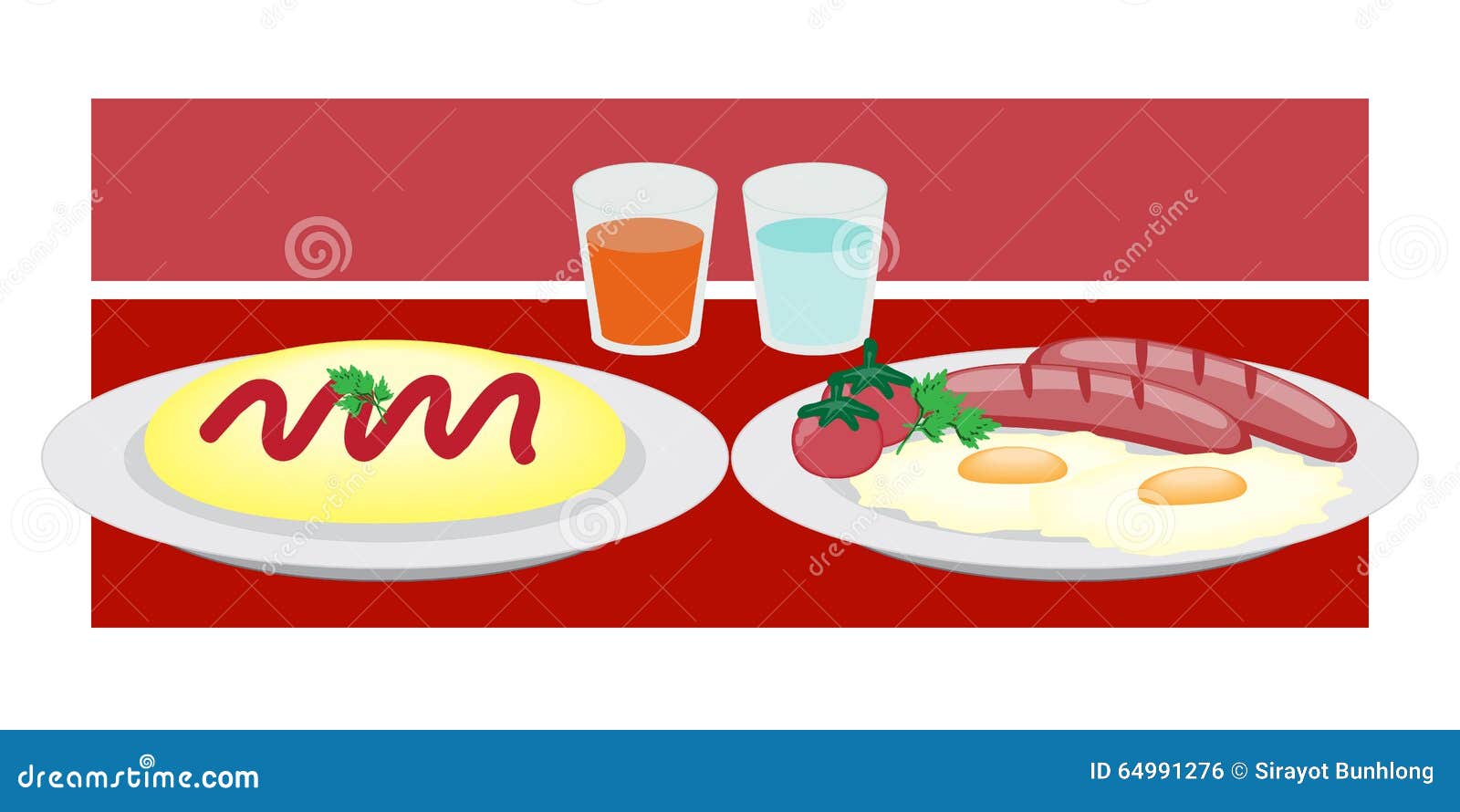 Breakfast on a Plate Eggs Bacon Lettuce Tomato a Cup Stock Vector Illustration of healthy