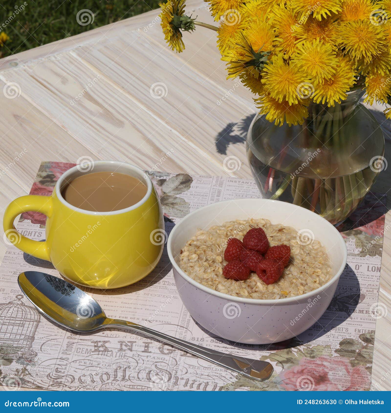 Breakfast with Porridge and Coffee Stock Photo Image of vegetarian