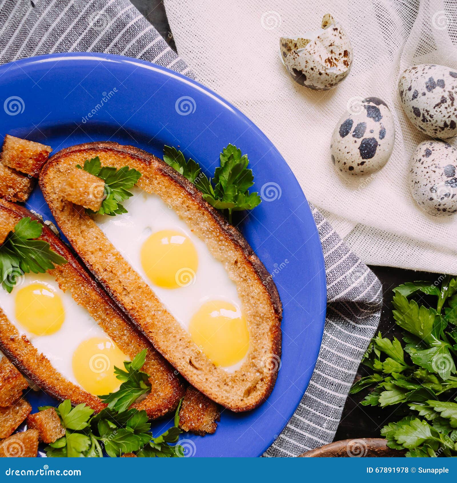 Breakfast with quail eggs stock photo. Image of cooked 67891978