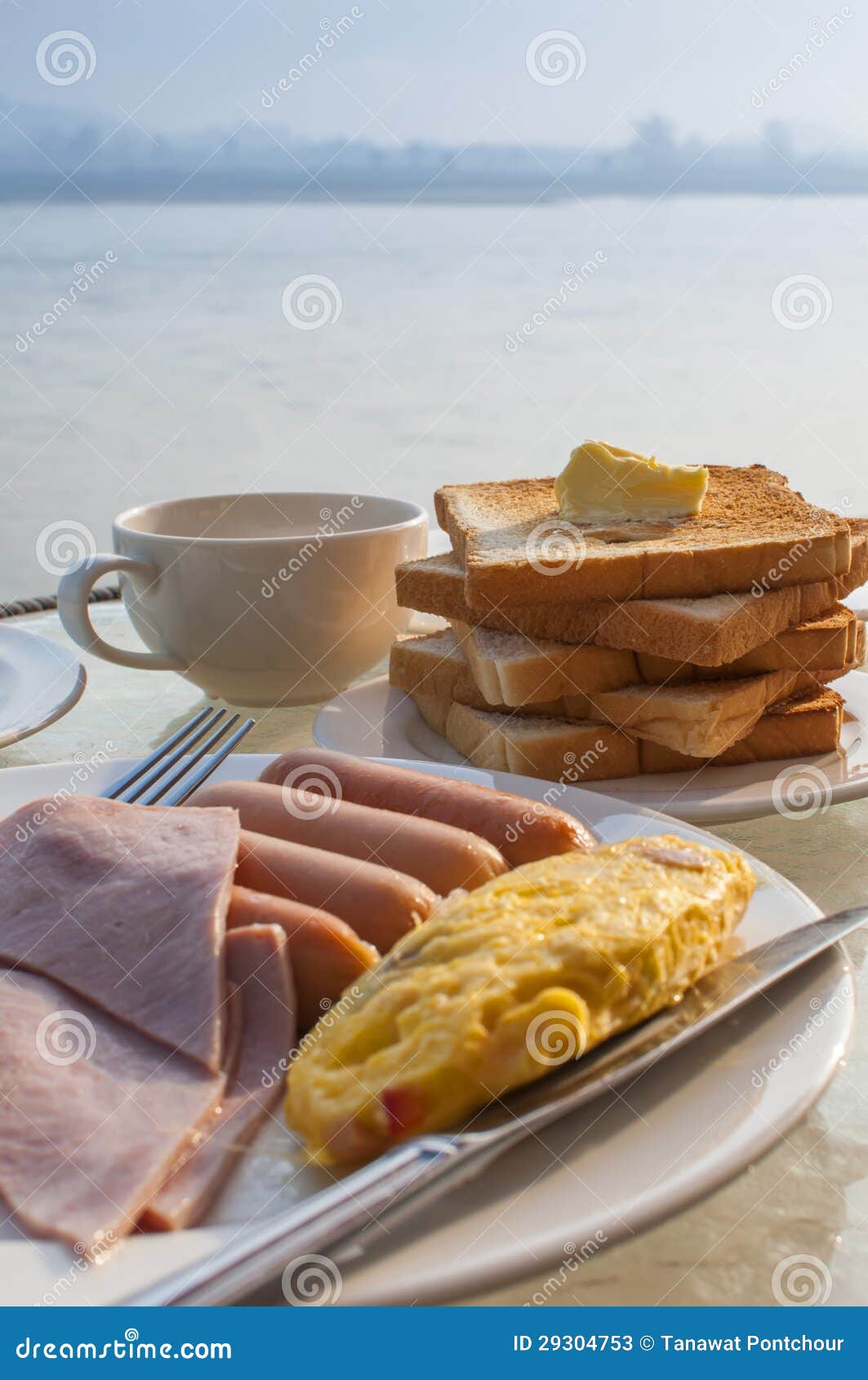 Breakfast at riverside stock image. Image of cholesterol 29304753