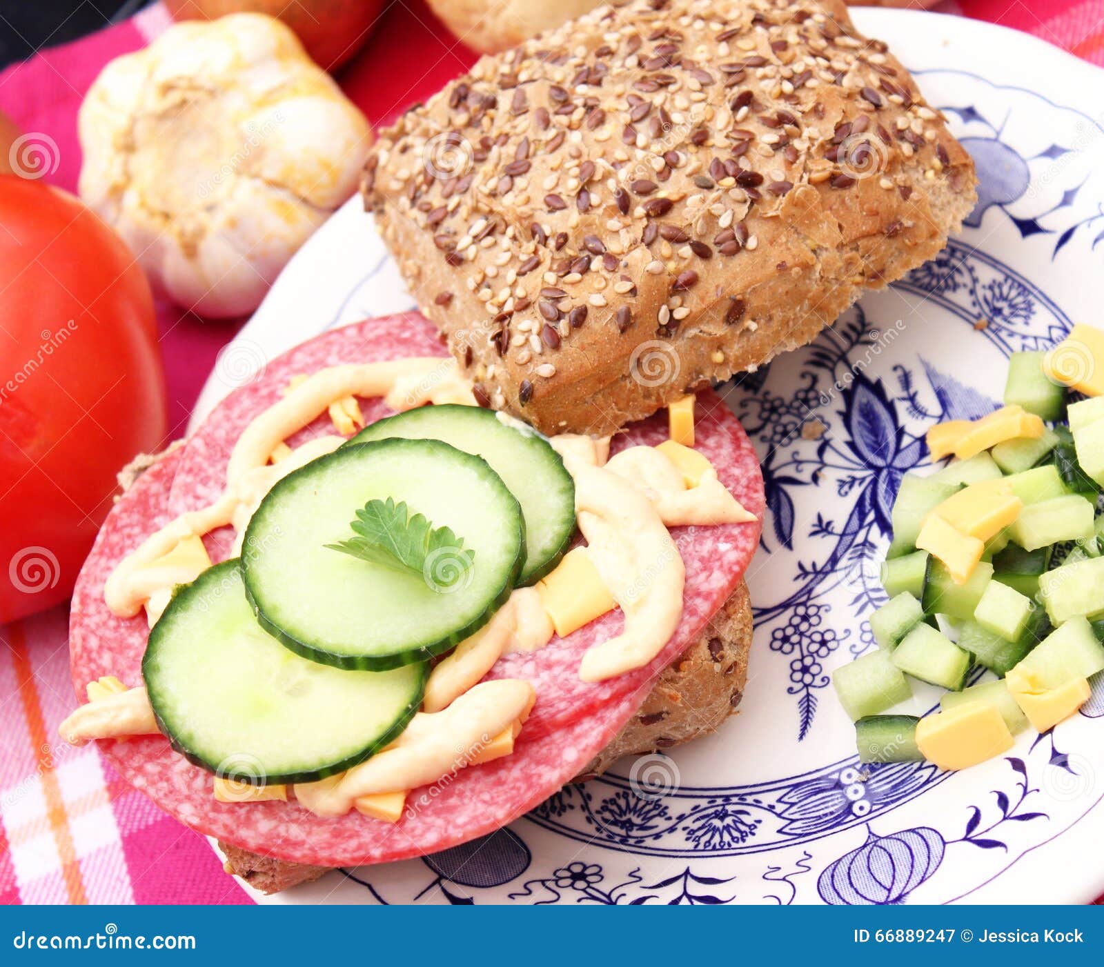 Breakfast stock image. Image of salami, remoulade, snack 66889247