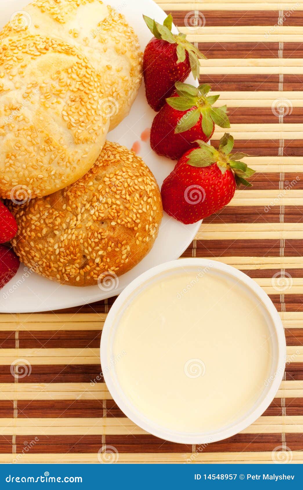 Breakfast with strawberry stock image. Image of ruddy 14548957