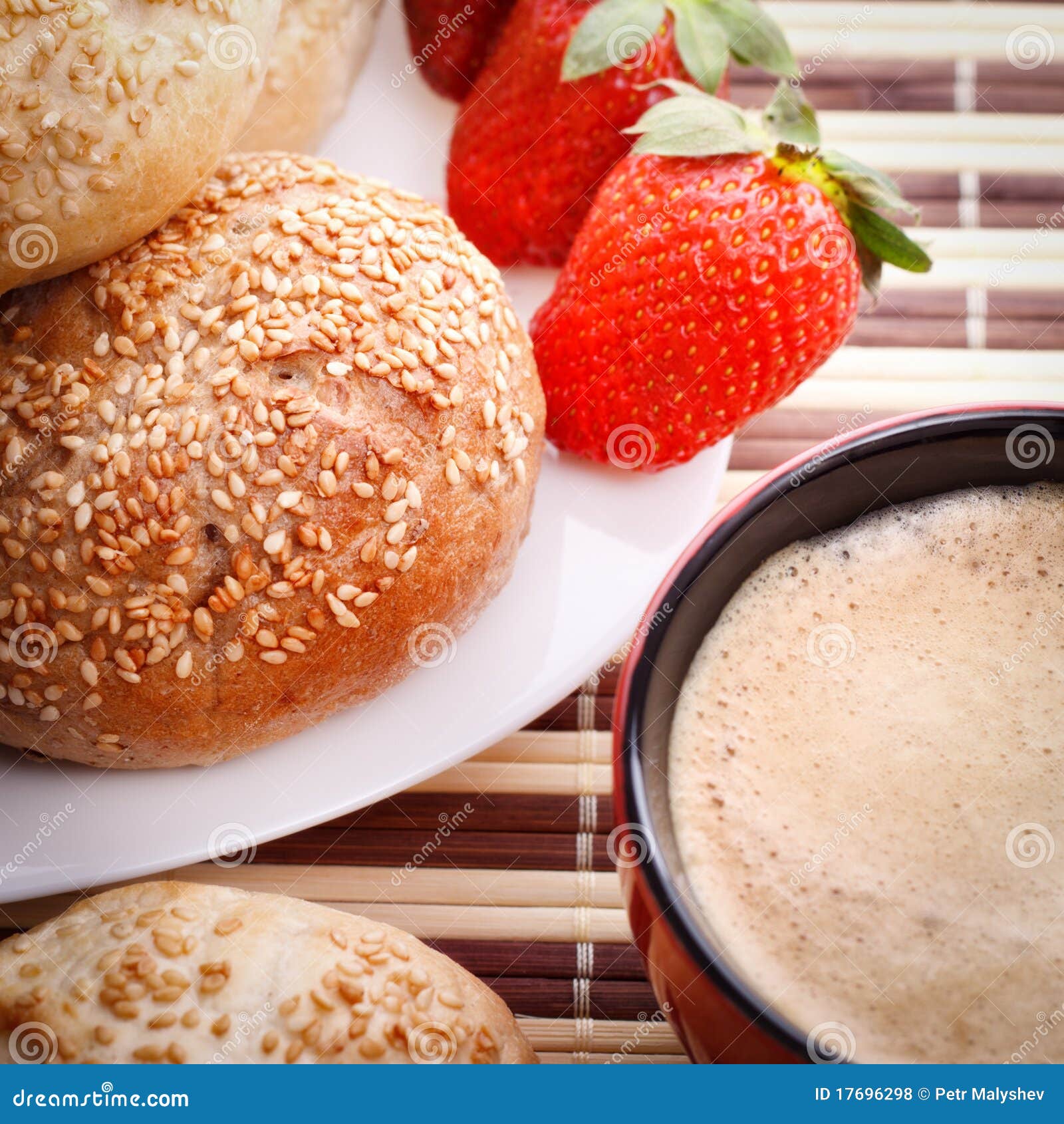 Breakfast with strawberry stock photo. Image of cappuccino 17696298