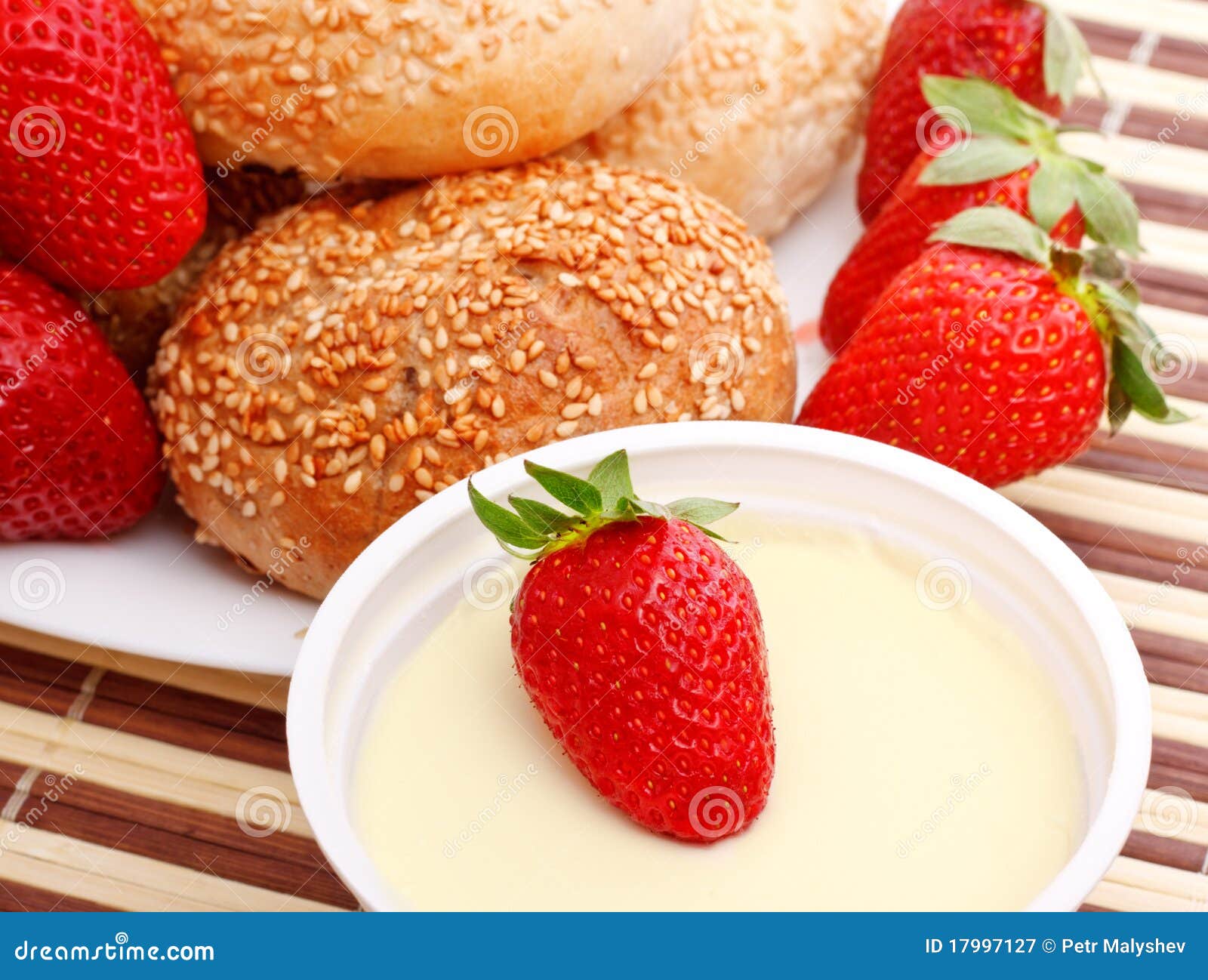 Breakfast with strawberry stock image. Image of dairy 17997127