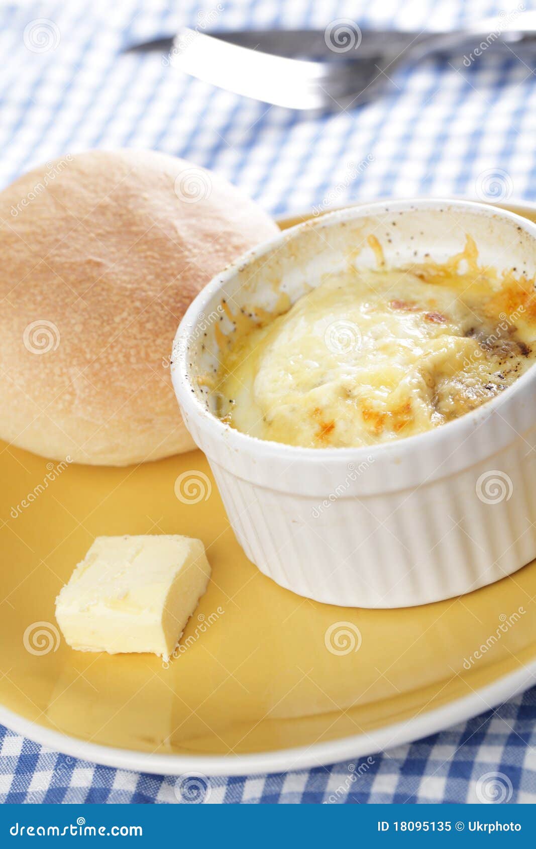 Breakfast with Swiss Styled Baked Eggs Stock Image Image of butter