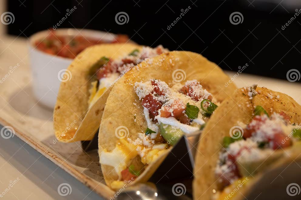 Breakfast Tacos in Corn Tortilla Stock Photo - Image of hearty, cream