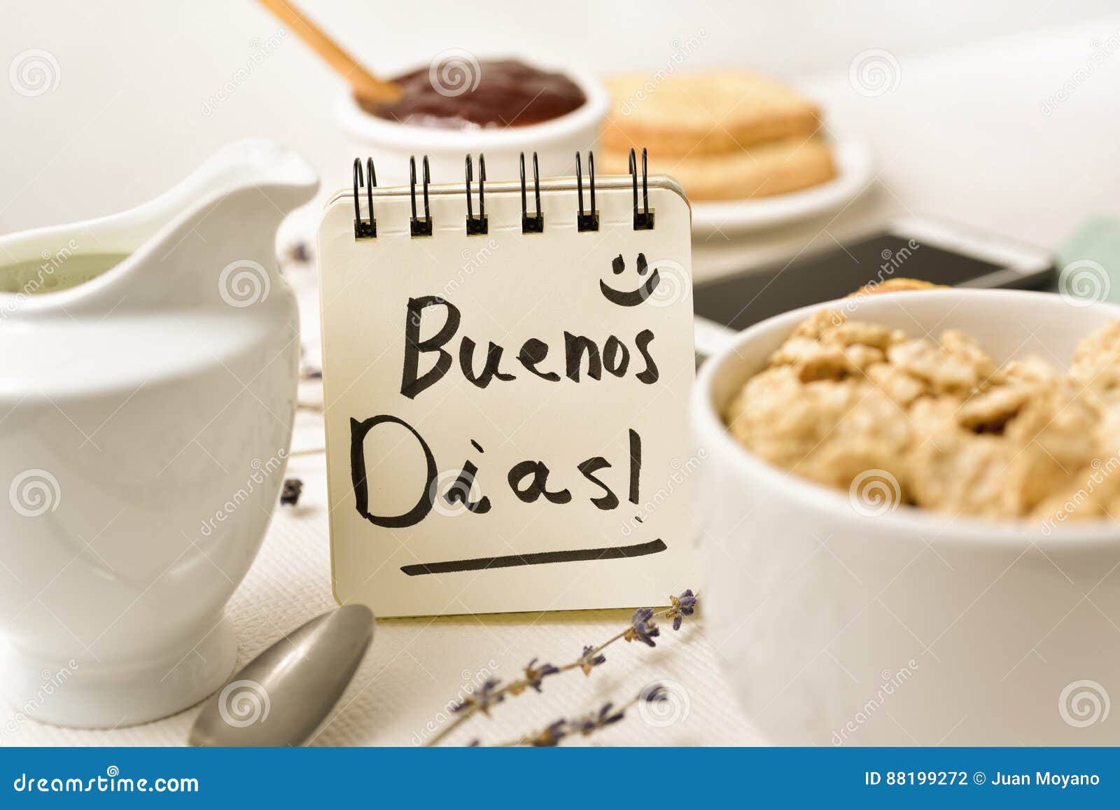 Breakfast and Text Good Morning in a Note Stock Photo - Image of ...