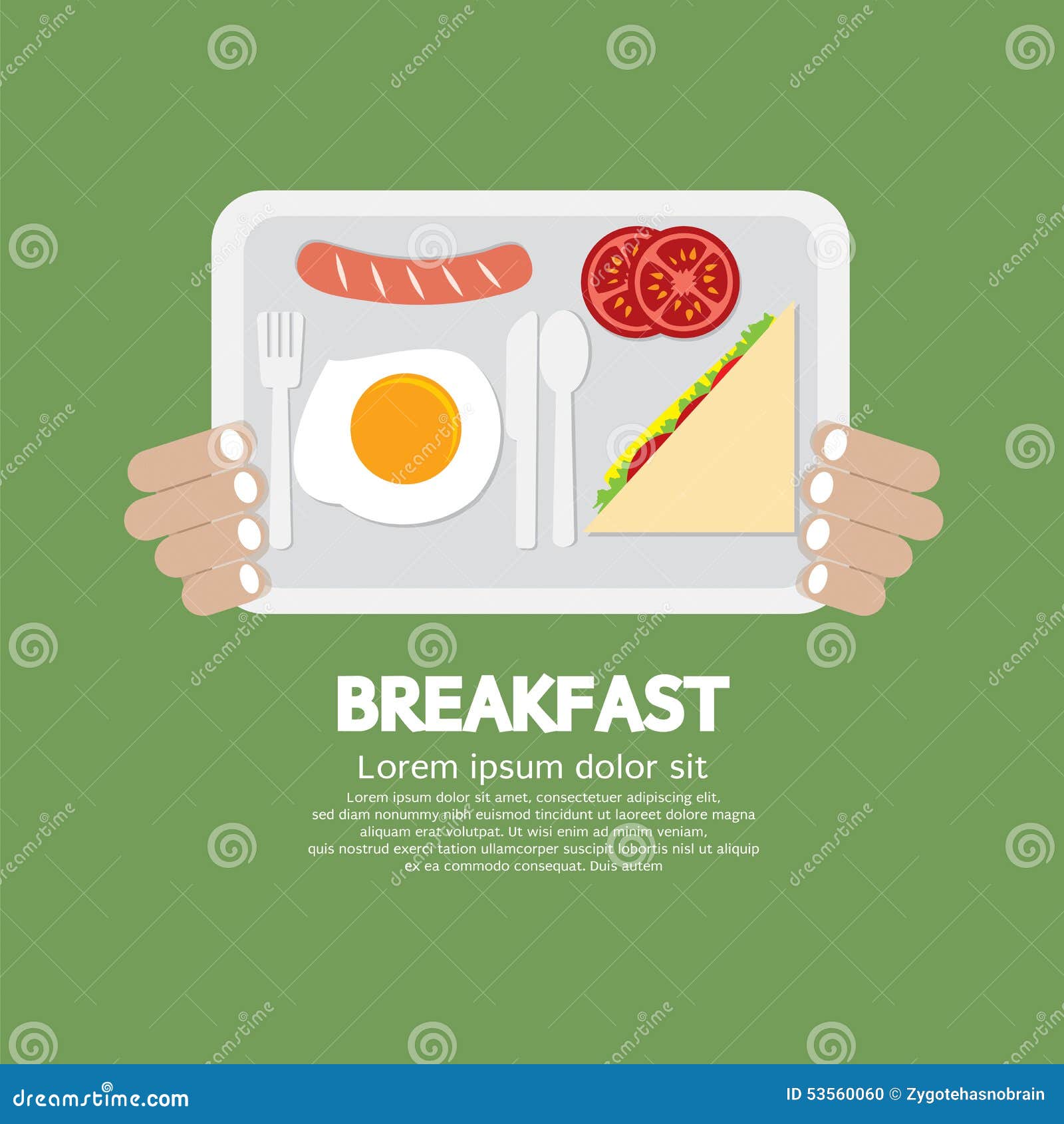 Breakfast Tray in Hand stock vector. Illustration of english 53560060