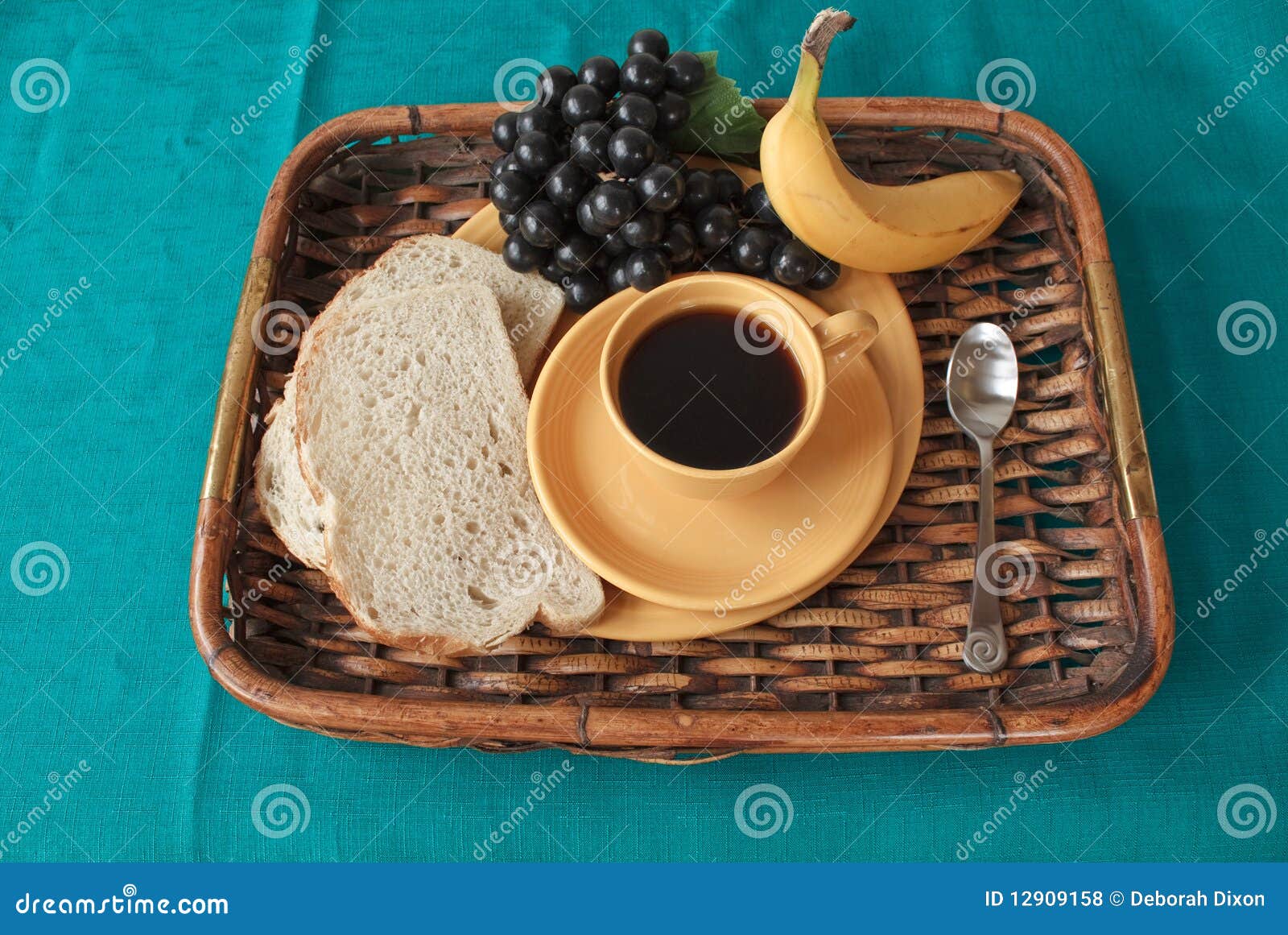 Breakfast on a Tray with Turquoise Textile Stock Photo Image of