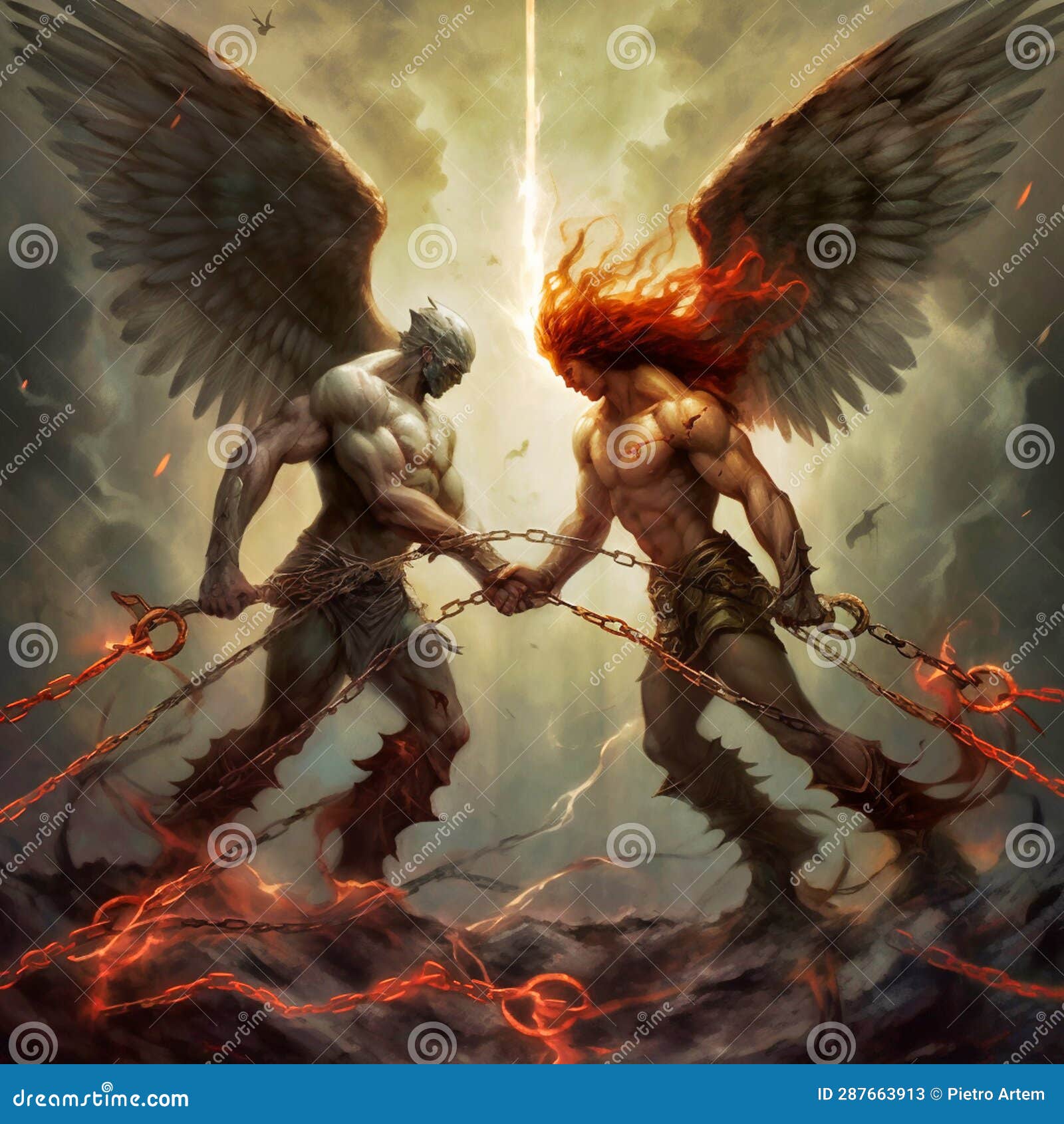 Breaking the Chains of Spiritual Bondage, the Struggle between Good and Evil. Generative AI