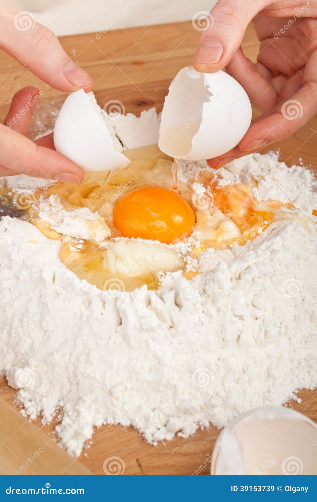 Breaking Eggs for the Pastry Stock Image Image of counter, center