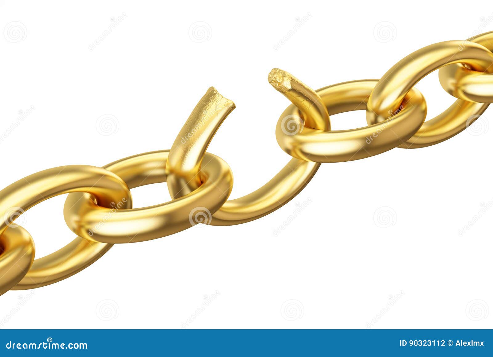 Breaking Golden Chain, 3D Rendering Stock Illustration Illustration