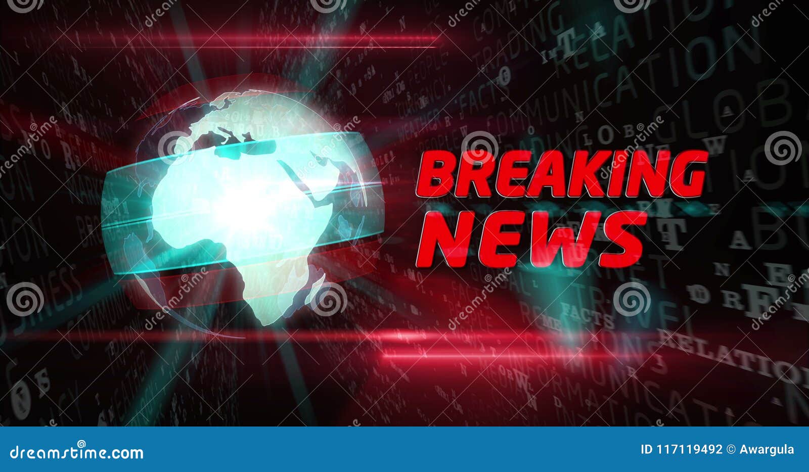 Breaking News Broadcast Title With Globe In Background Stock Footage Video Of Media Data 117119492