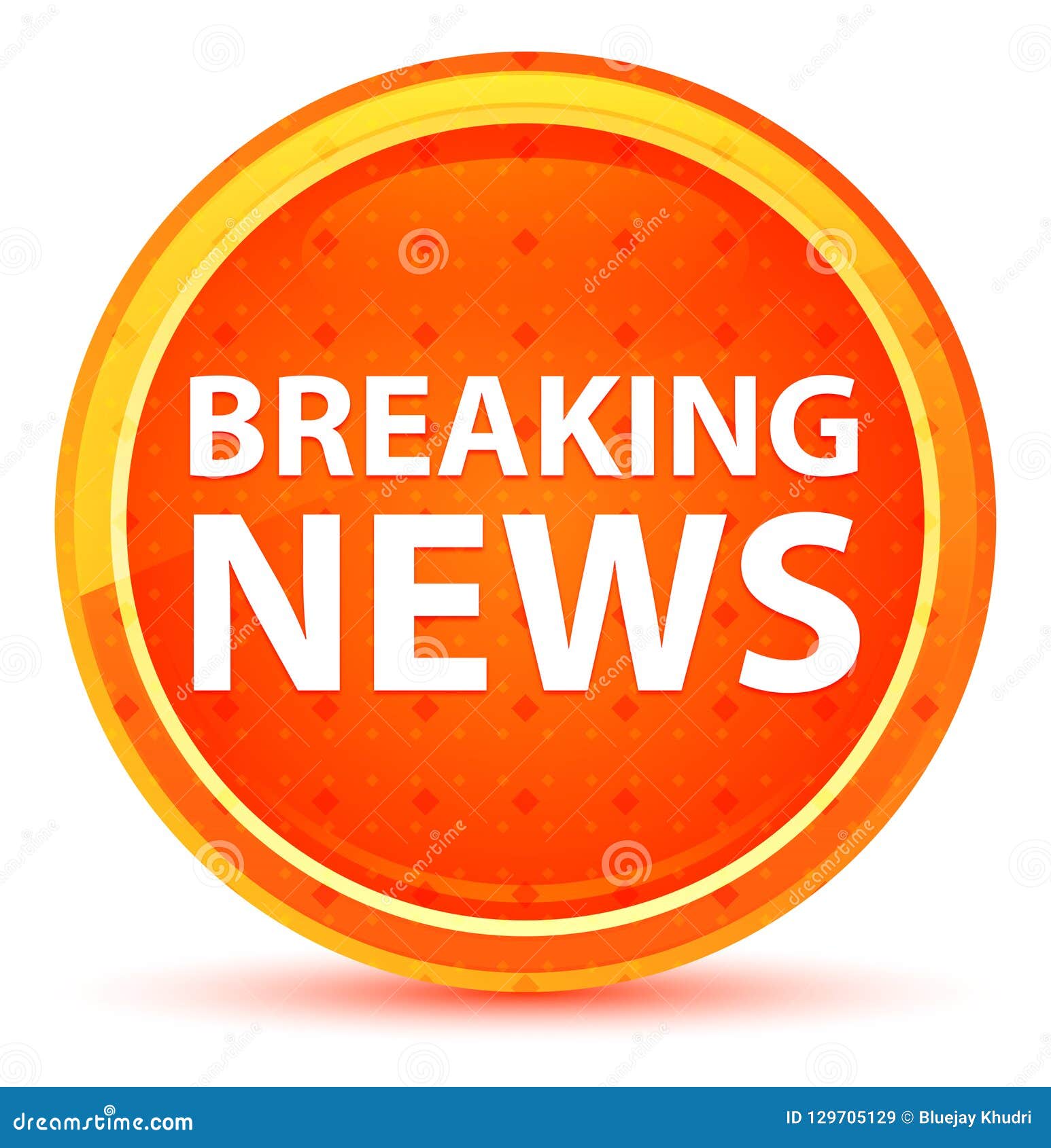 Breaking News Natural Orange Round Button Stock Illustration