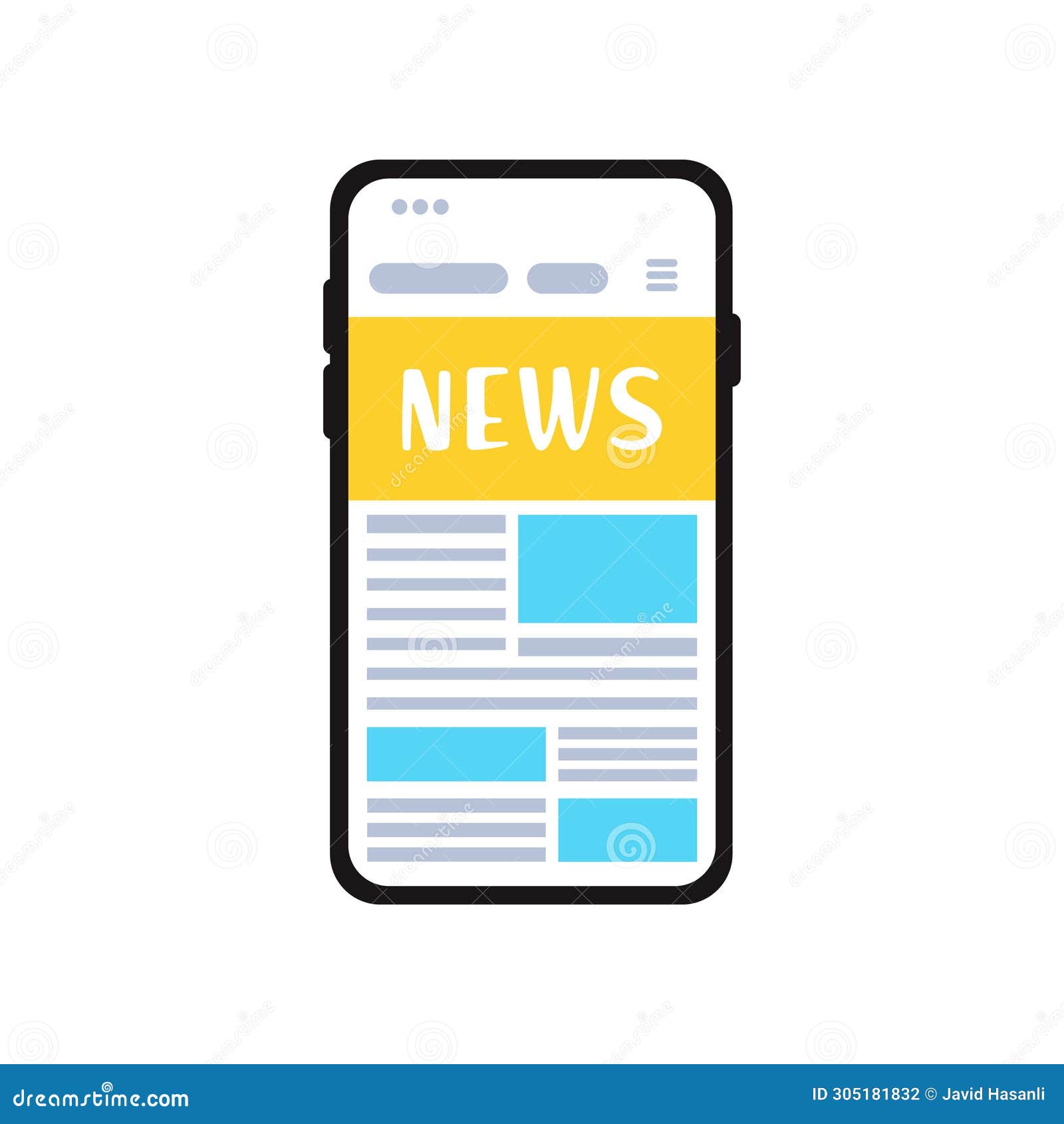 breaking news set. flat modern   of smartphone for online reading news in mobile phone app for a