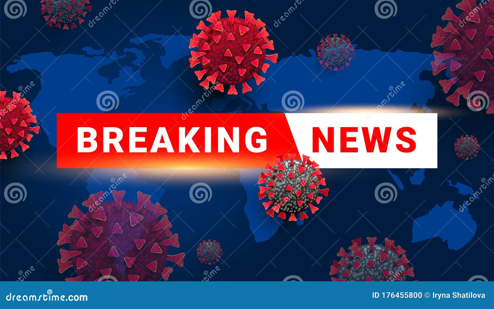 Breaking News Text with Coronavirus Cell Virus on Blue Background Stock  Photo - Image of global, media: 176455800