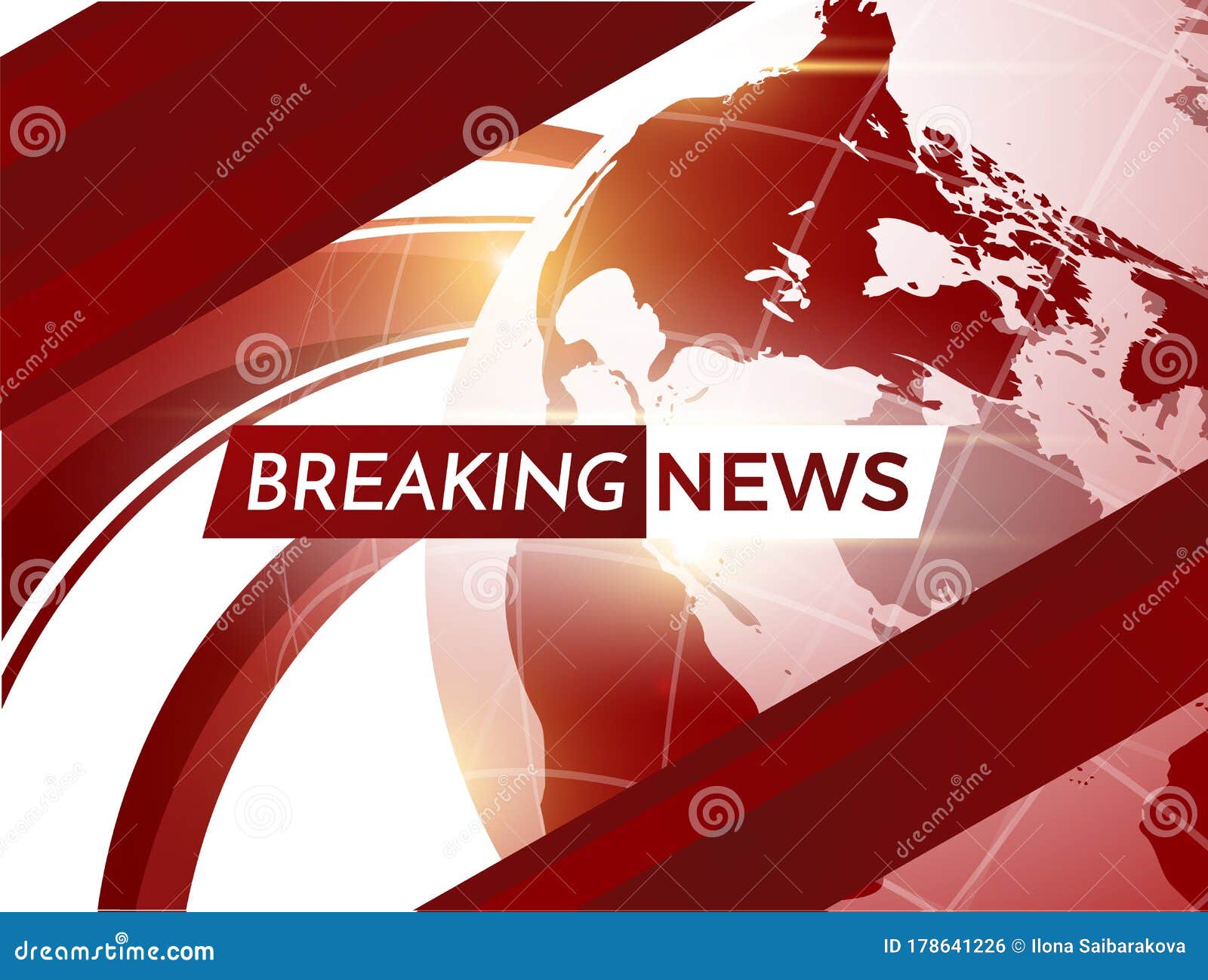 Breaking News Vector Background with Earth Globe and Technology Shapes