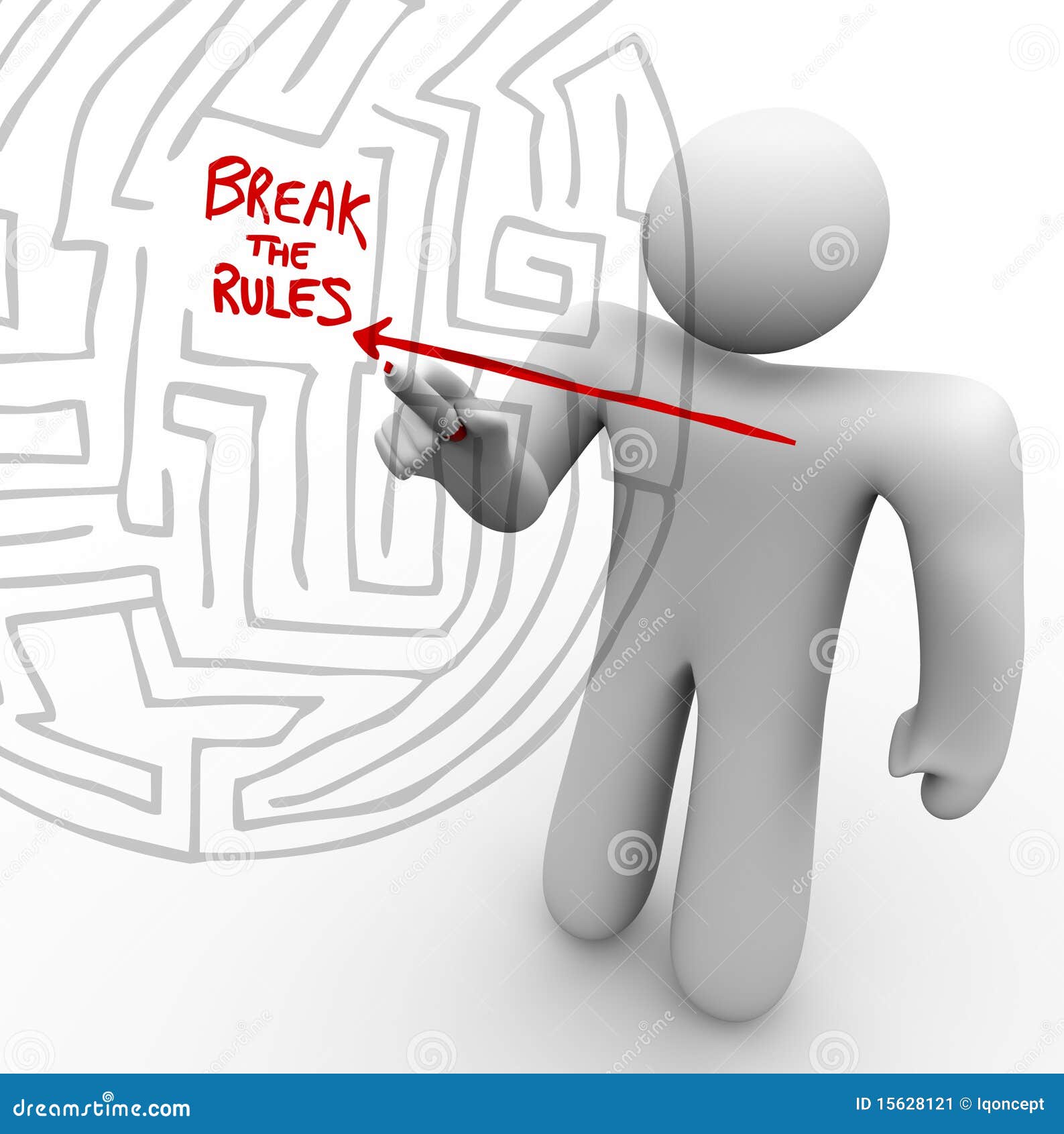 Breaking The Rules And I Have To Do What Breaking the Rules - Arrow through Maze Stock Illustration