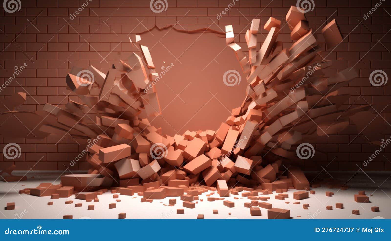 Breaking wall brick 3d stock illustration. Illustration of construction