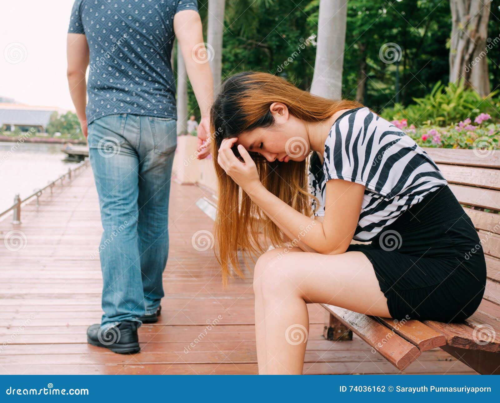 Breakup of a Couple with Sad Girlfriend and Boyfriend Walking Away ...