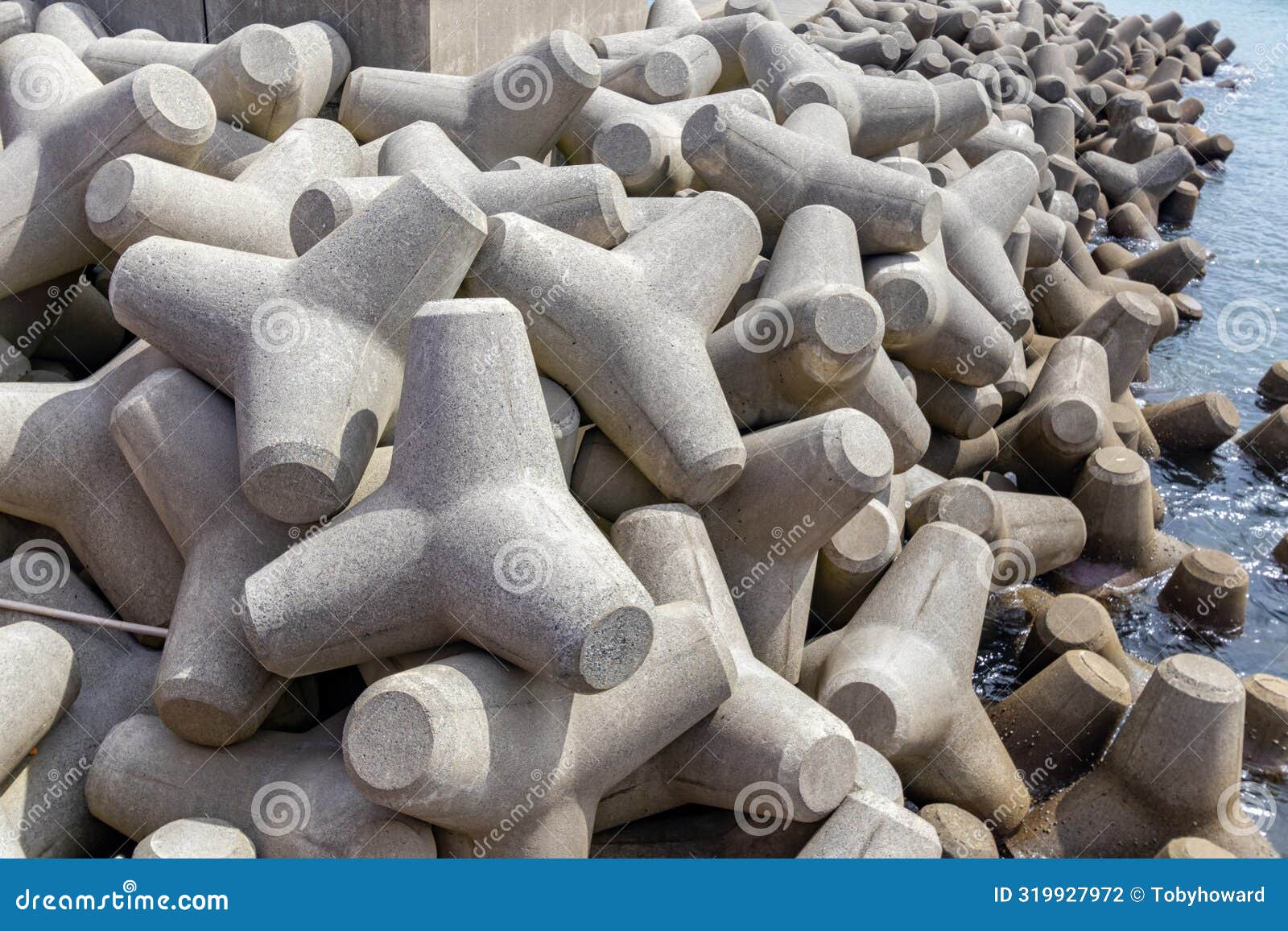 breakwater made from concrete tetrapods, oshima brige, fukui, japan