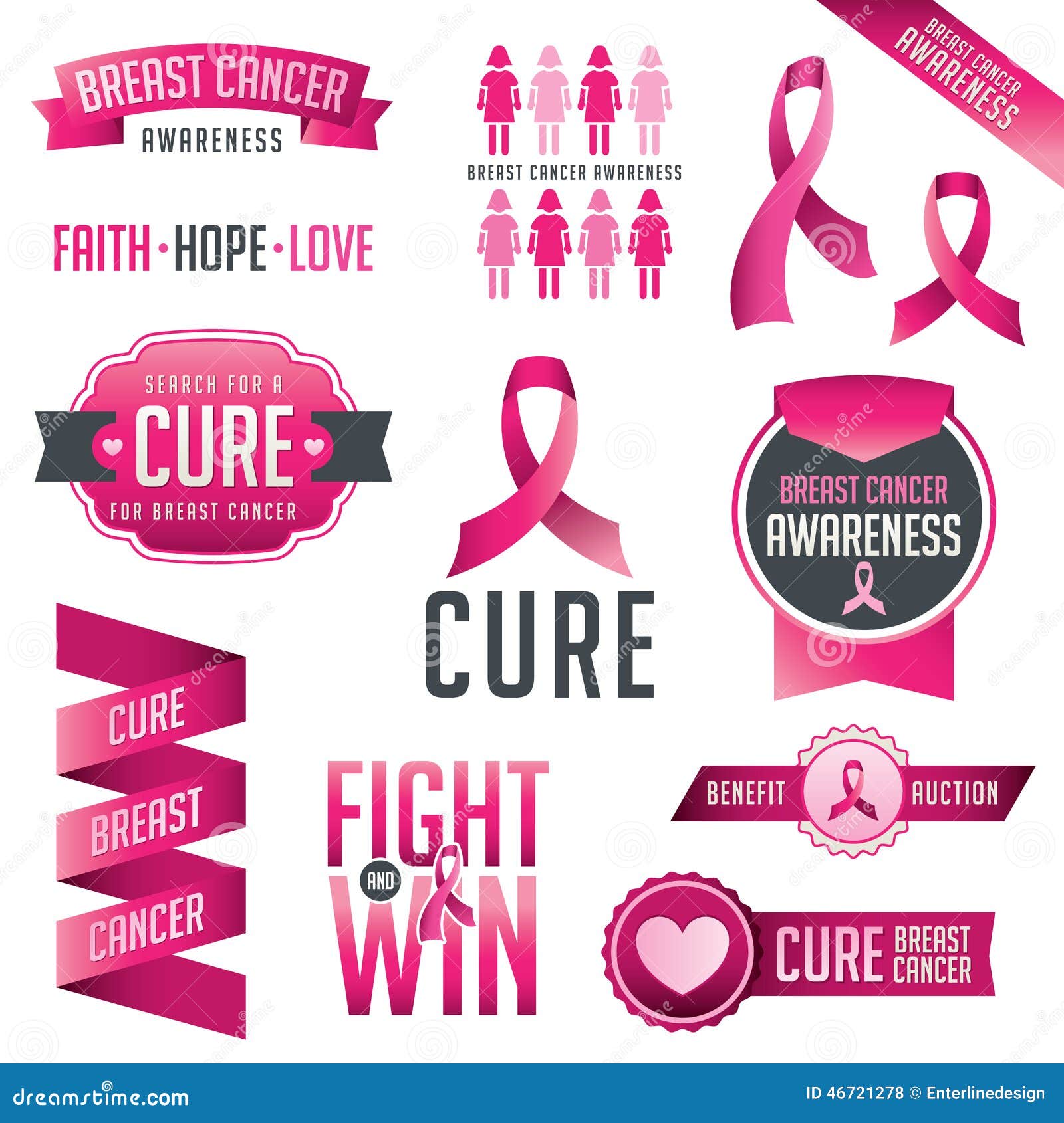 Download Breast Cancer Awareness Design Elements Stock Vector - Illustration of research, cancer: 46721278