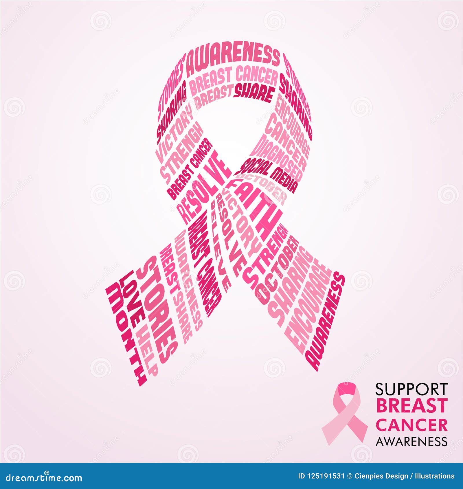 Breast Cancer Awareness Month Pink Ribbon Concept Stock Vector -  Illustration of font, message: 125191531