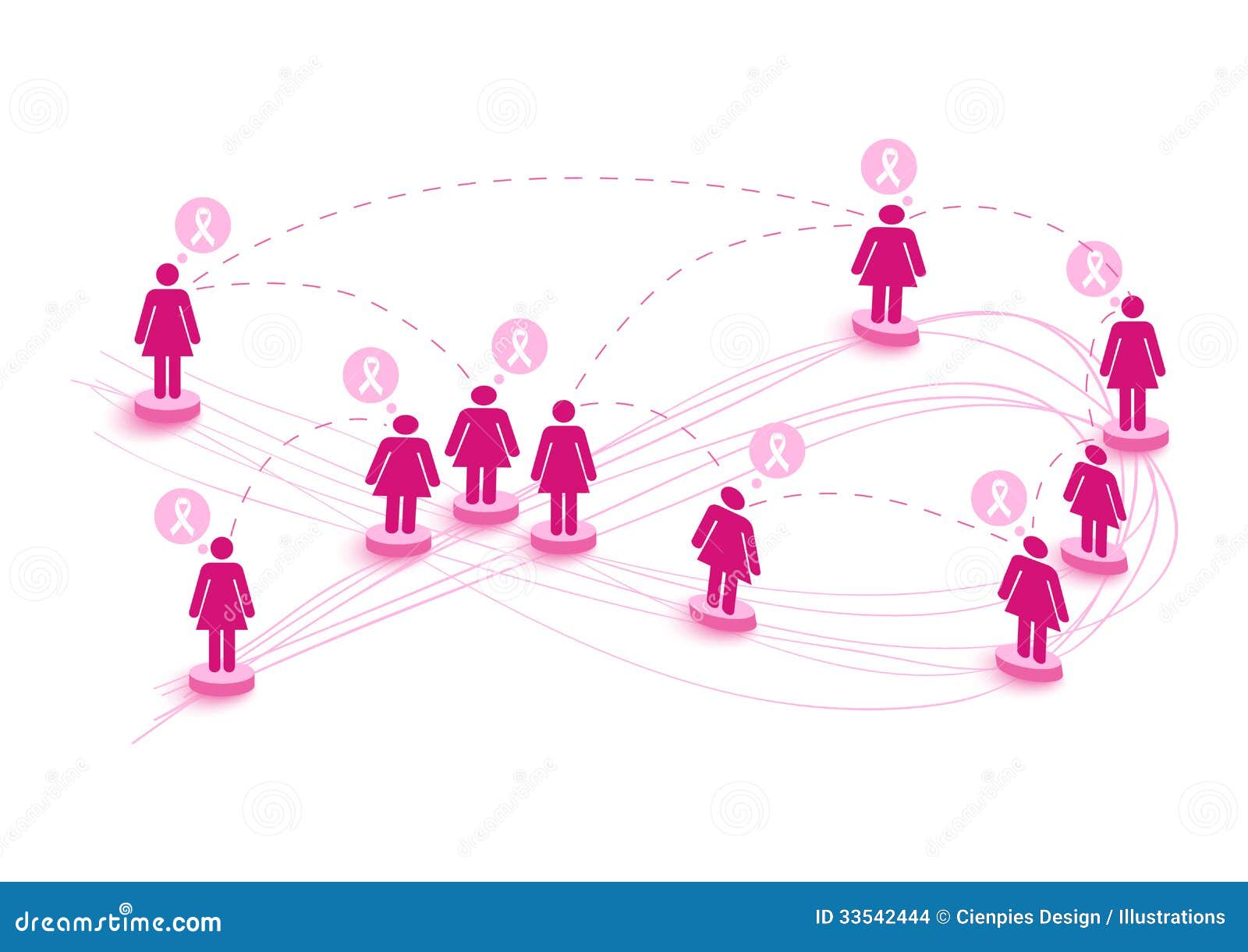 breast cancer awareness ribbon network women speech. eps10 file.