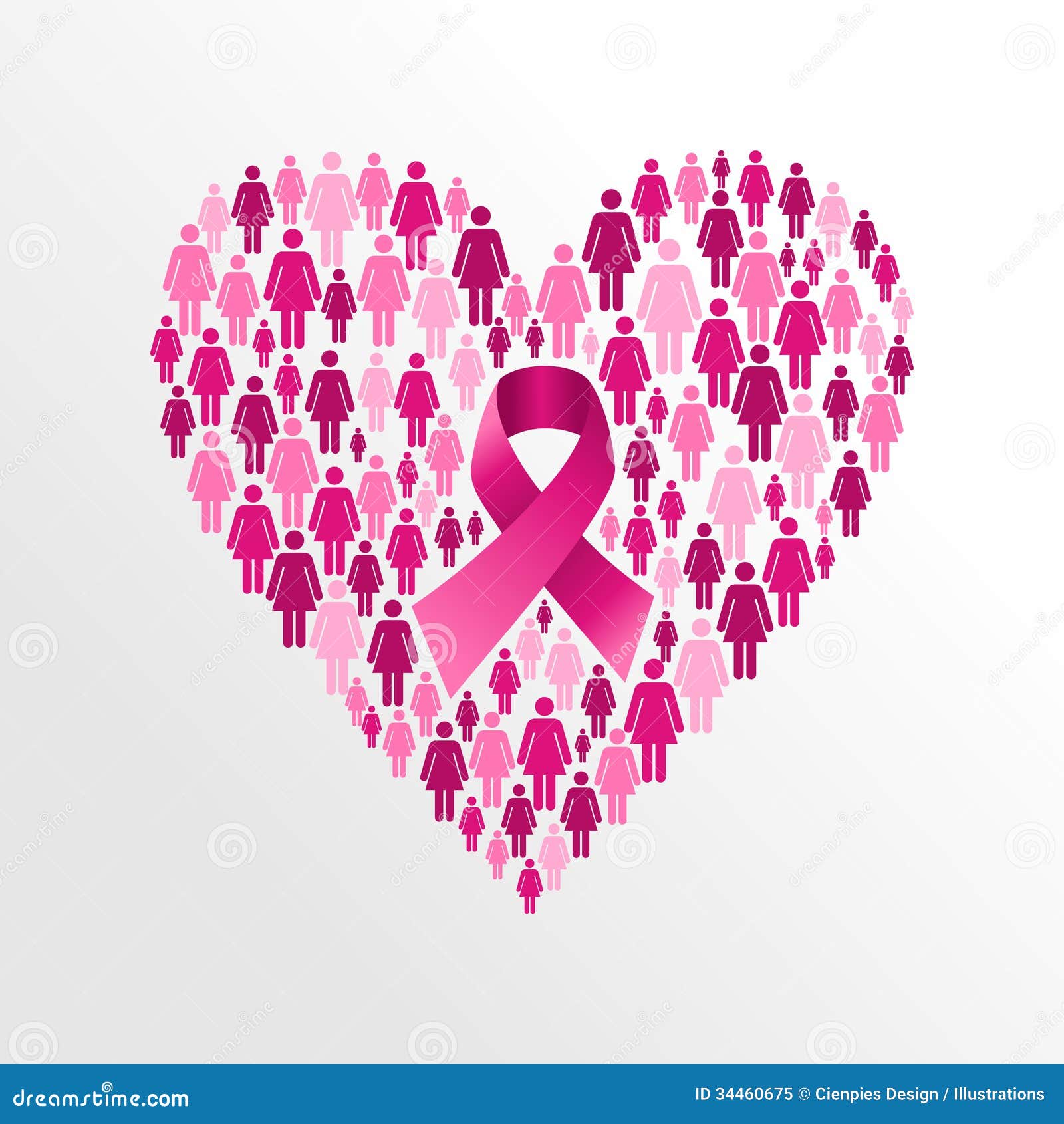 An upturned horseshoe painted pink with pink and white polka dot ribbon and  a heart shaped slate shape on a white table with pink background. Breast  cancer awareness message Stock Photo