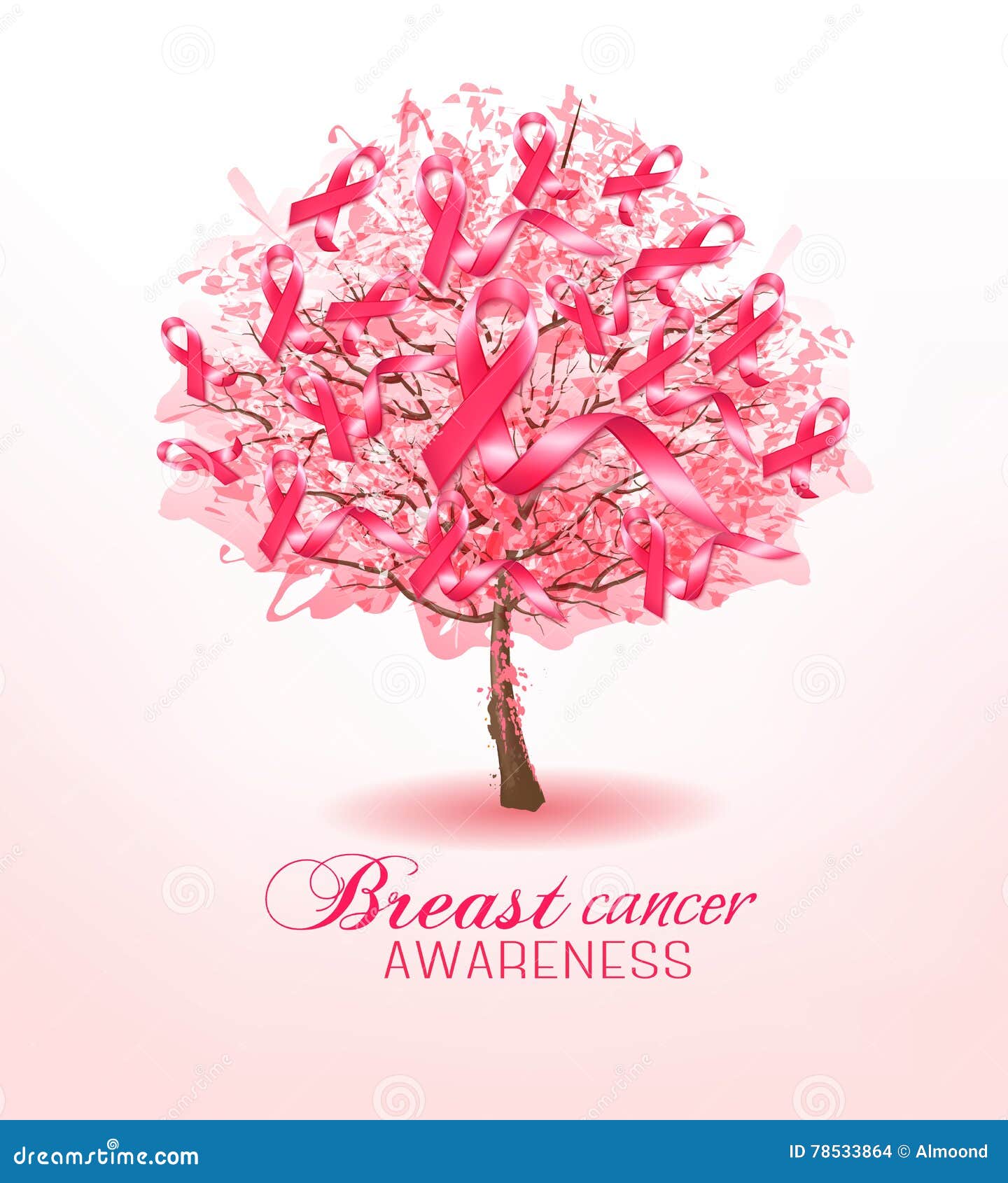 breast cancer awareness ribbons on a sakura tree.