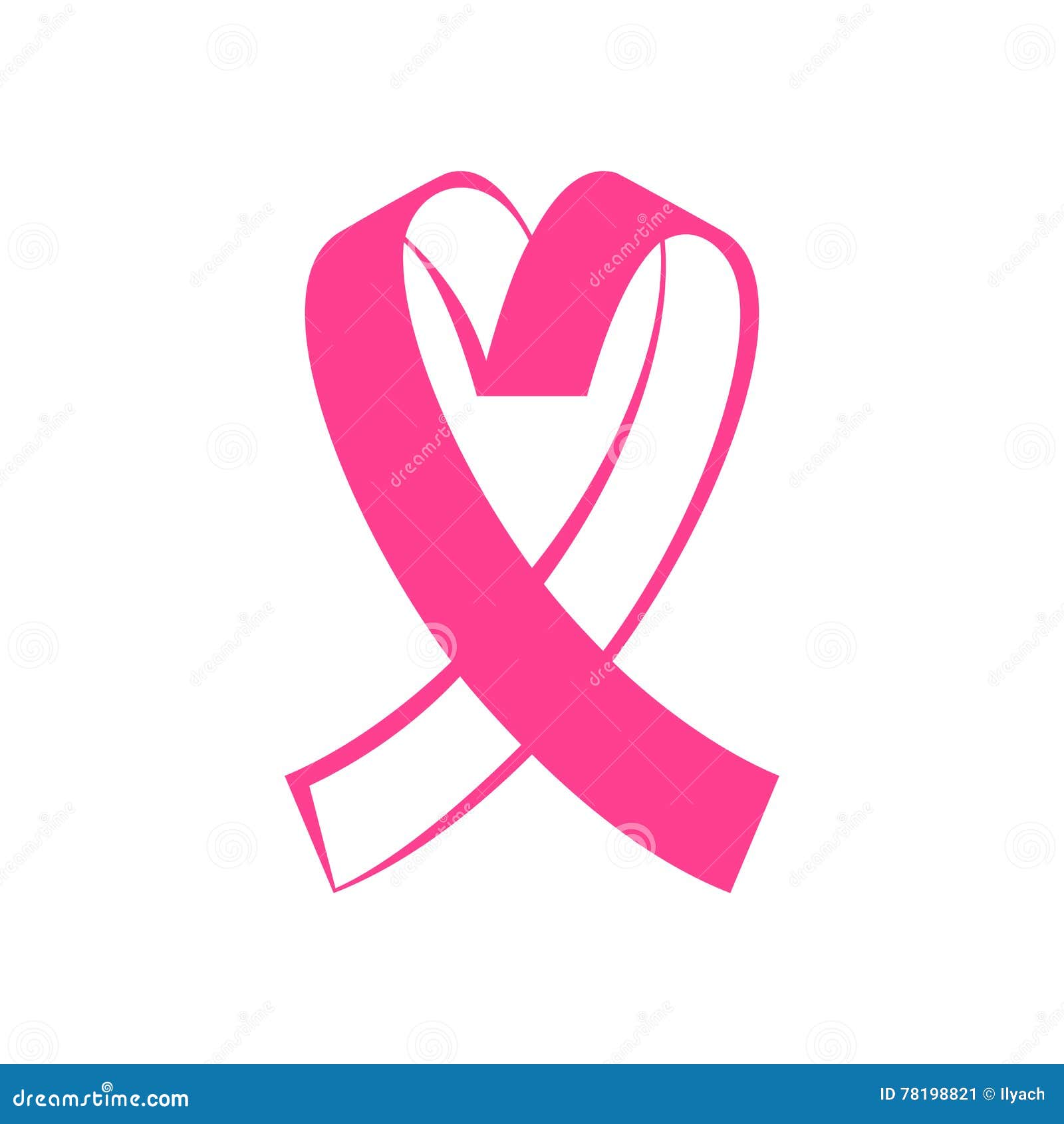 Hope for breast cancer - set of pink ribbons icons with heart and