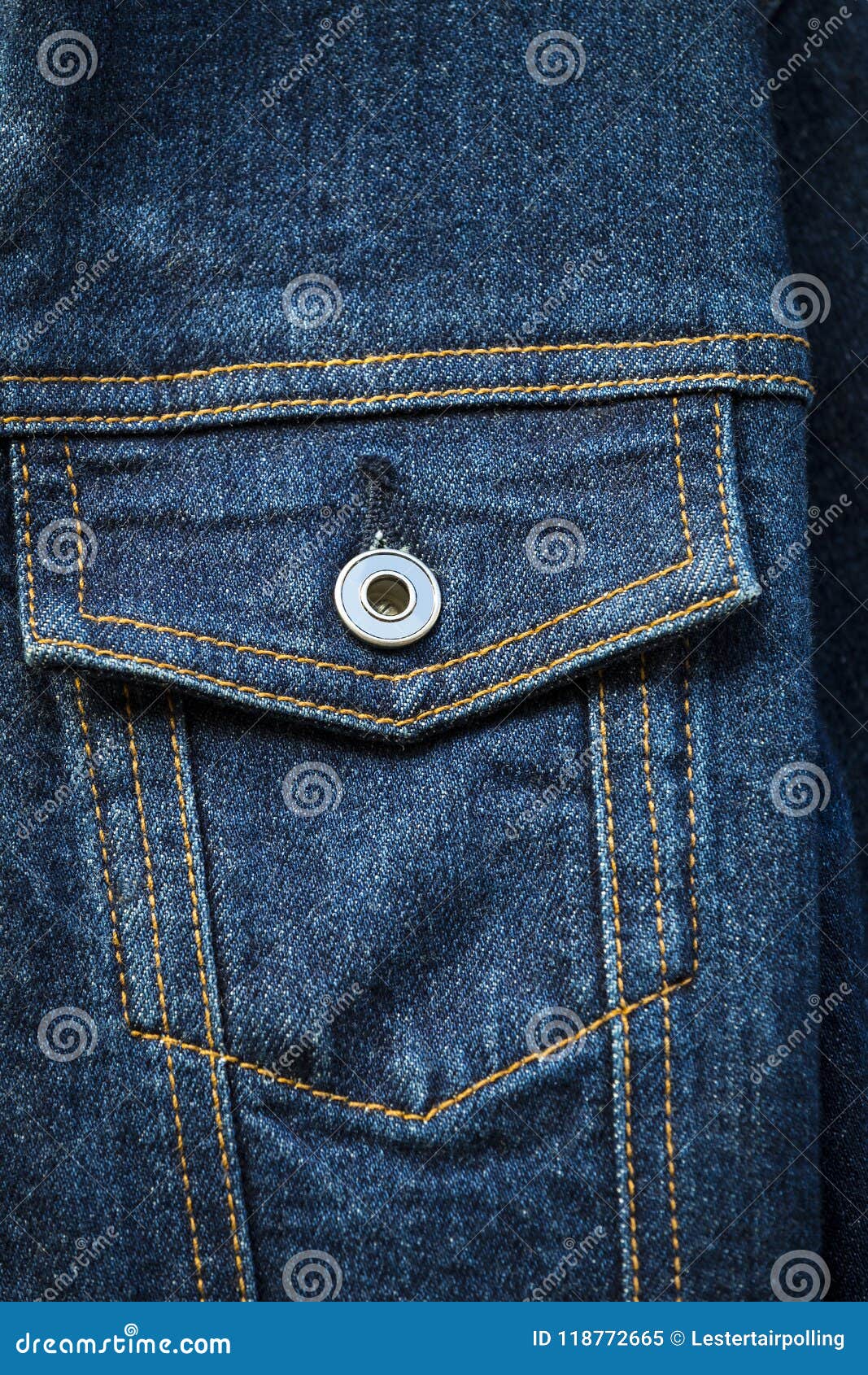 Breast Pocket of Denim Jacket Stock Image - Image of element, blue ...