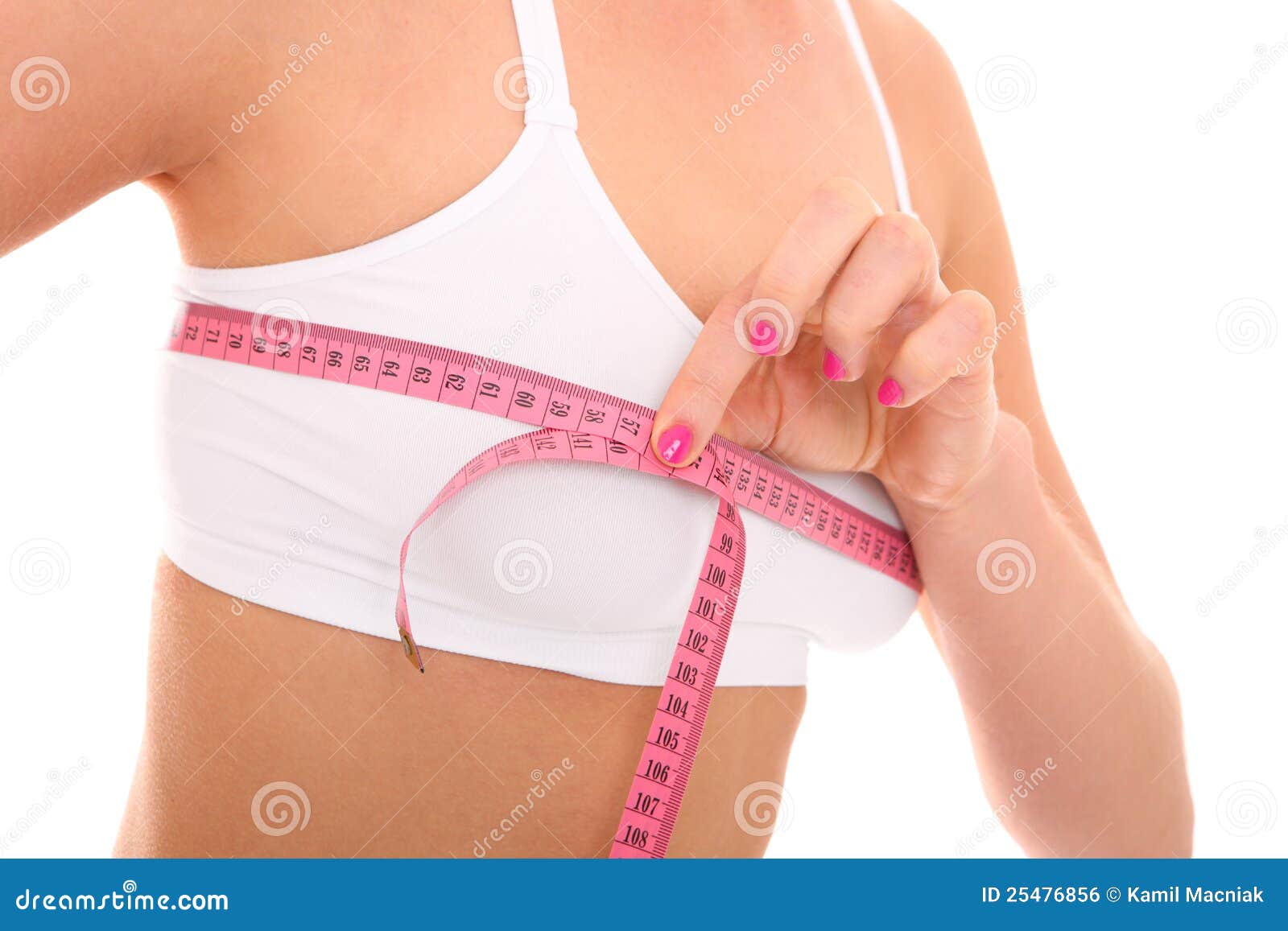 Woman Measuring Her Bra Size with Tape Measure Stock Image - Image of  attractive, tape: 66398121